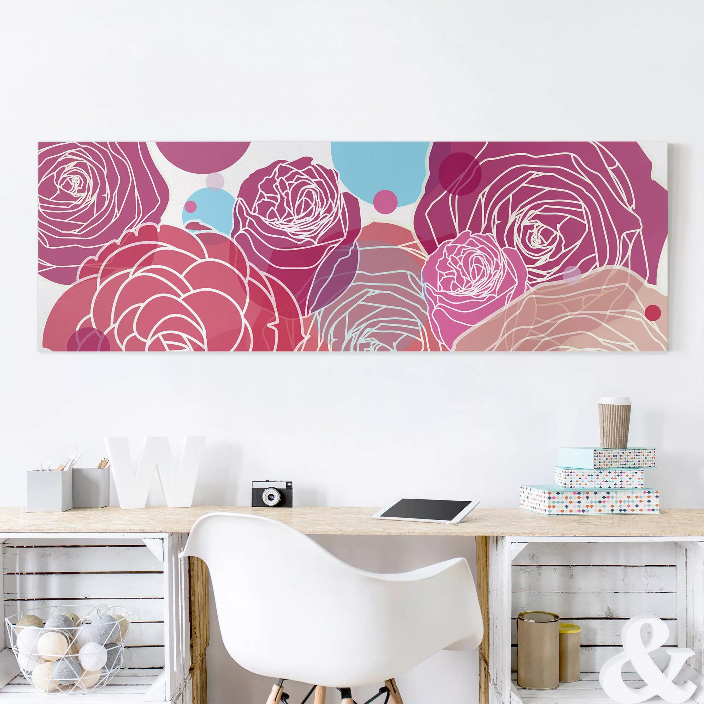 Leinwandbild - Panorama Roses and Bubbles günstig online kaufen