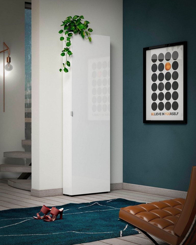 KITALY Schuhschrank in weiß mit einer Tür und 12 Fächern (BxHxT: 60,2x200x1 günstig online kaufen