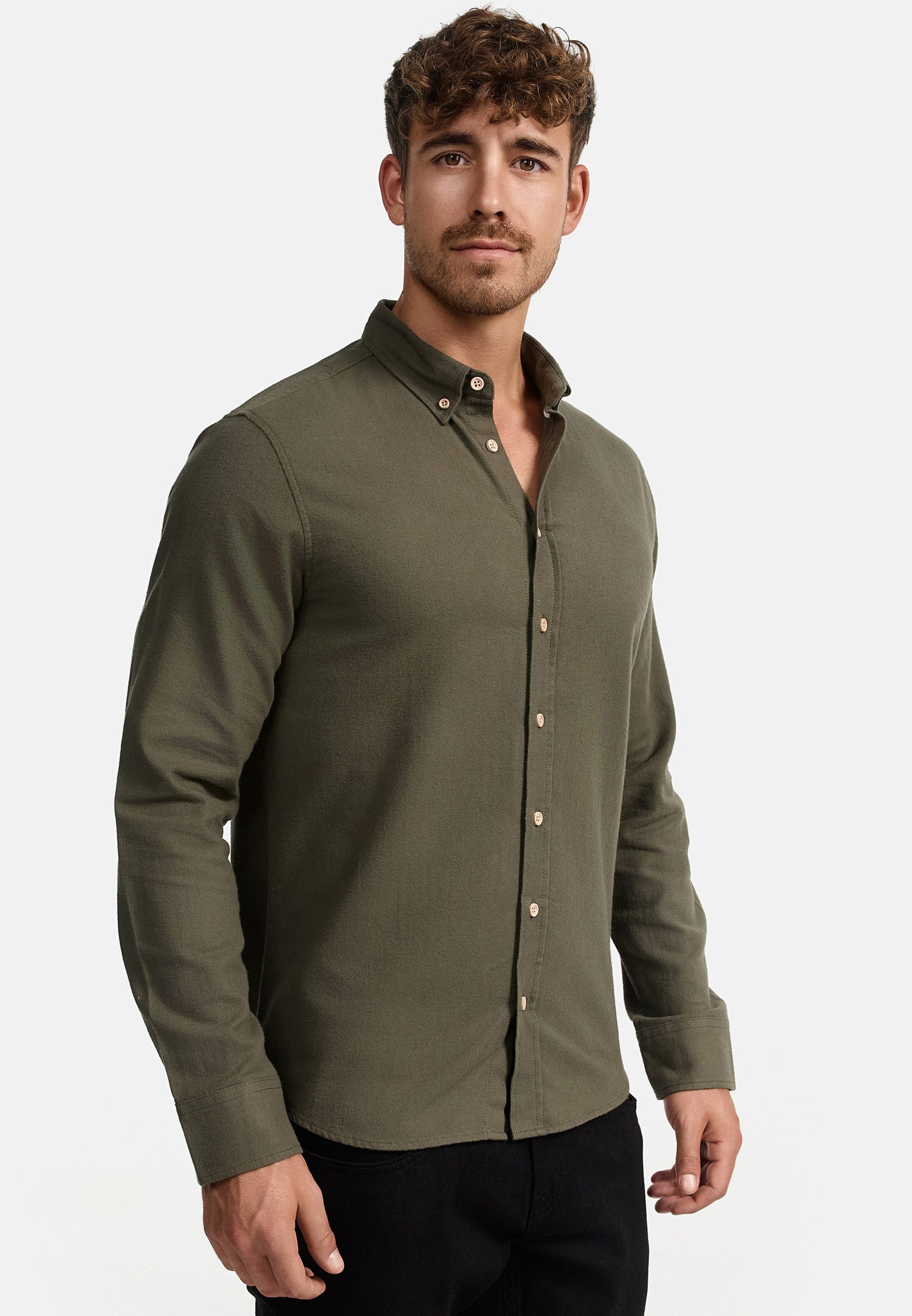 Indicode Langarmhemd Riverside Langarmhemd mit Button-Down-Kragen günstig online kaufen