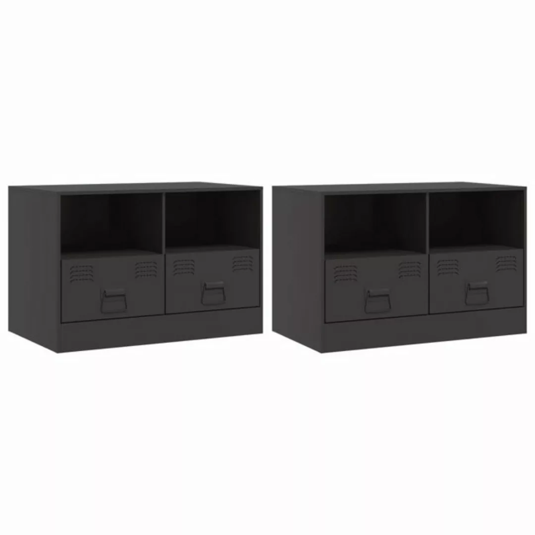 vidaXL TV-Schrank TV-Schränke 2 Stk. Schwarz 67x39x44 cm Stahl (2-St) günstig online kaufen