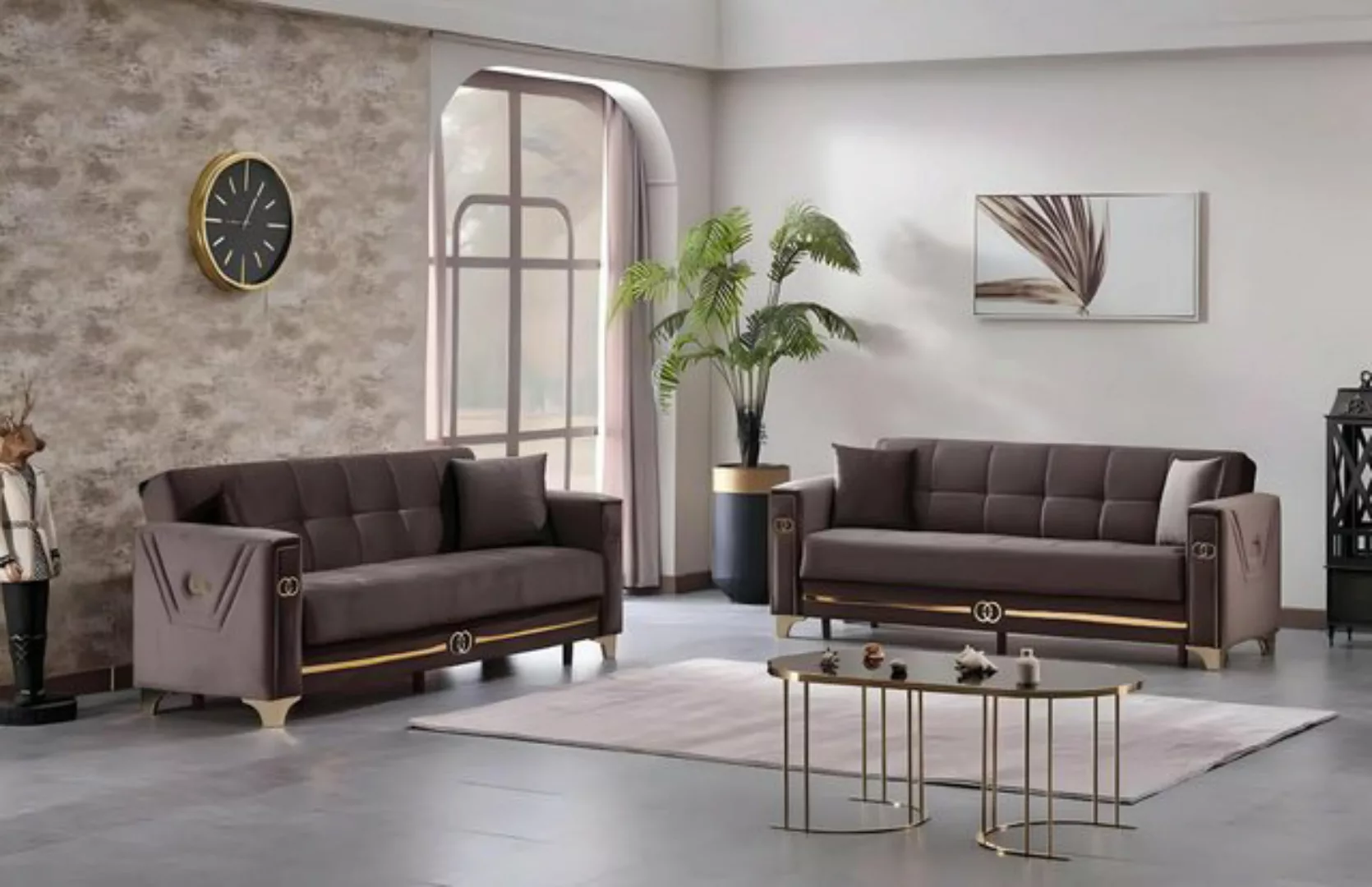 JVmoebel 3-Sitzer Polstermöbel 2x Sofas Set Polster Sitz Komplett Sofa 3 Si günstig online kaufen