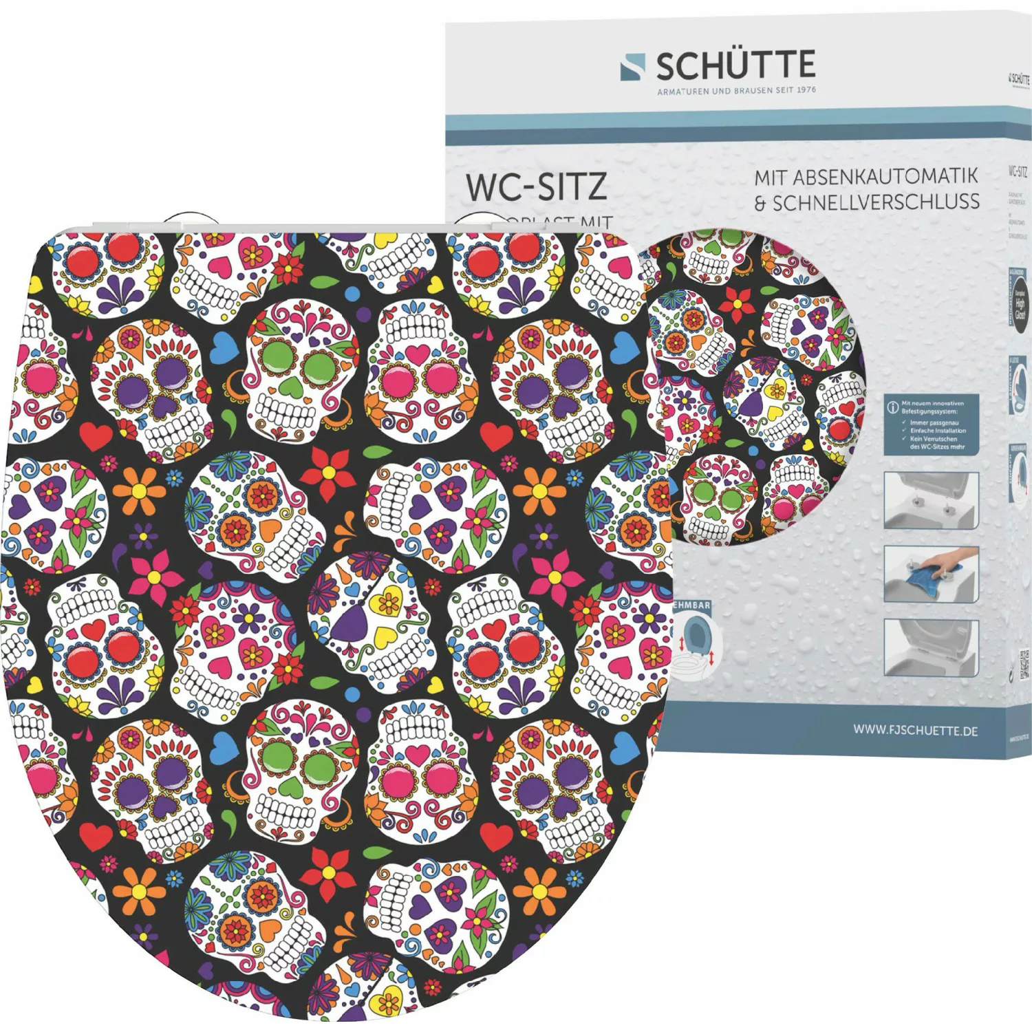 Schütte WC-Sitz "Crazy Skull", Duroplast,mit Absenkautomatik und Schnellver günstig online kaufen