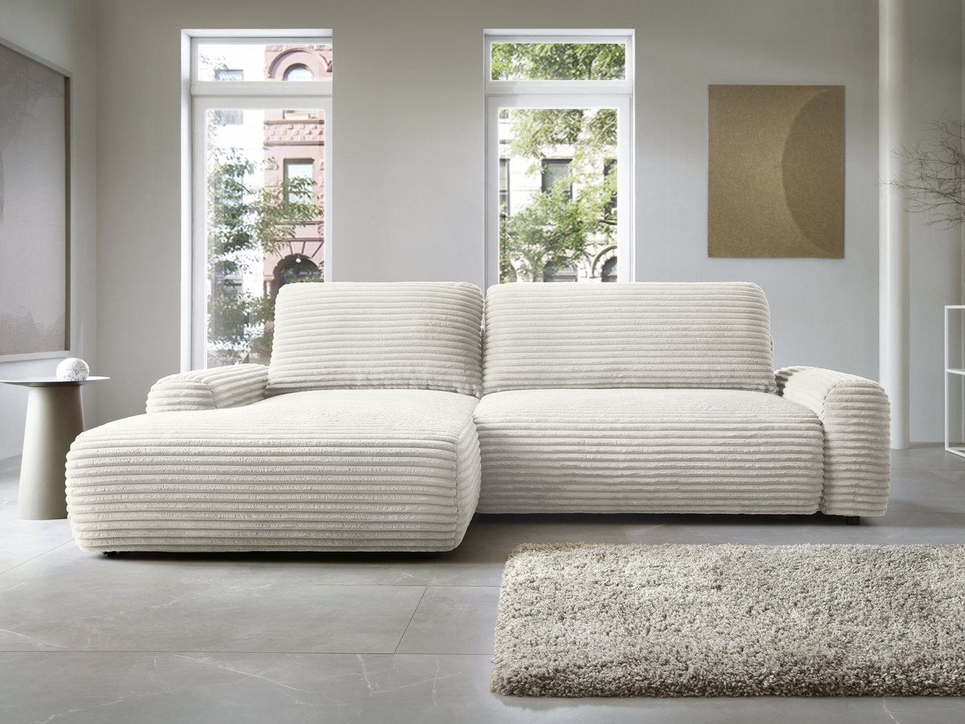 Goldstoff Ecksofa MOUNIR 270 cm, L-Form Schlafsofa mit Schlaffunktion und B günstig online kaufen