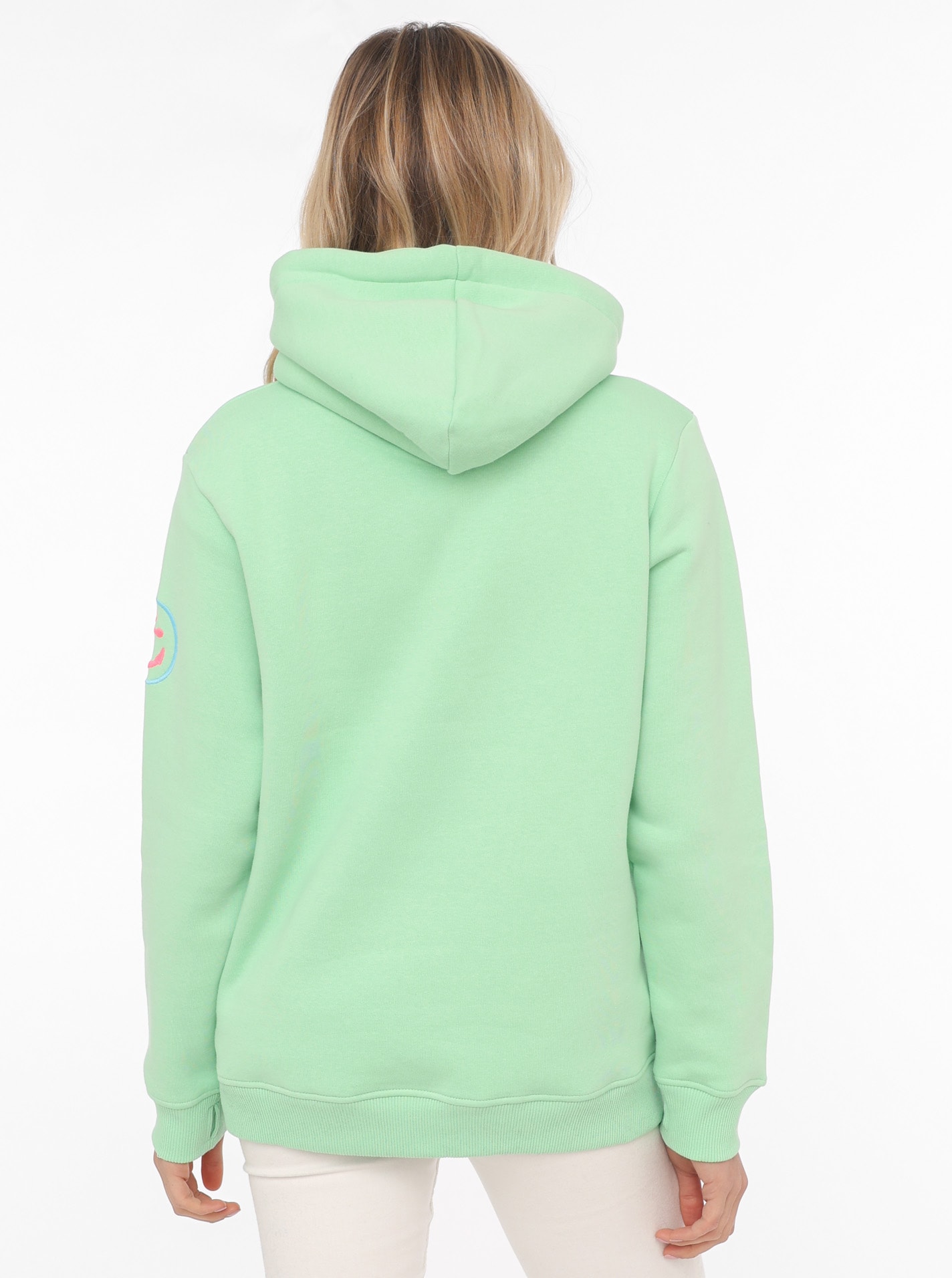 Zwillingsherz Sweat-Hoodie, mit aufgesticktem "MOIN"-Schriftzug in Neonfarb günstig online kaufen