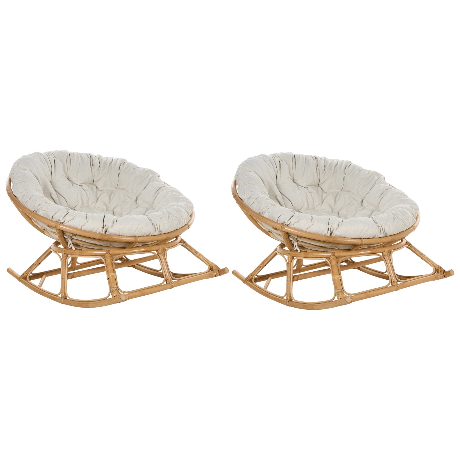 Beliani Schaukelstuhl Naturfarben Beige 108x110x72 günstig online kaufen