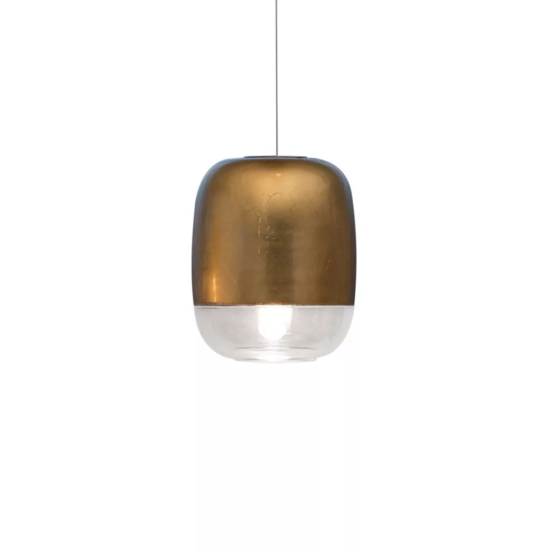 Prandina - Gong Mini LED S1 Pendelleuchte - gold/H x Ø 16,5x13,5cm/Struktur günstig online kaufen