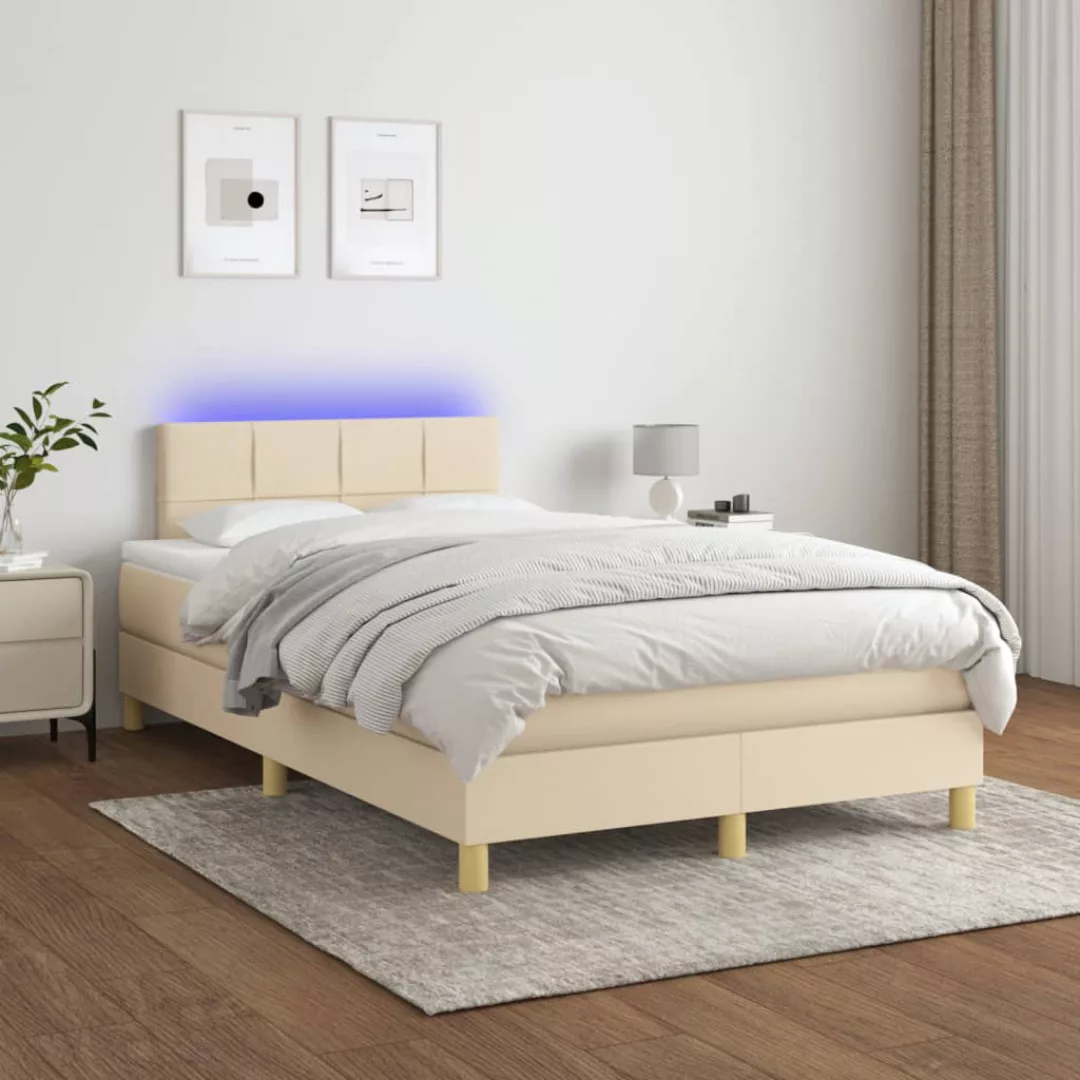 Vidaxl Boxspringbett Mit Matratze & Led Creme 120x200 Cm Stoff günstig online kaufen