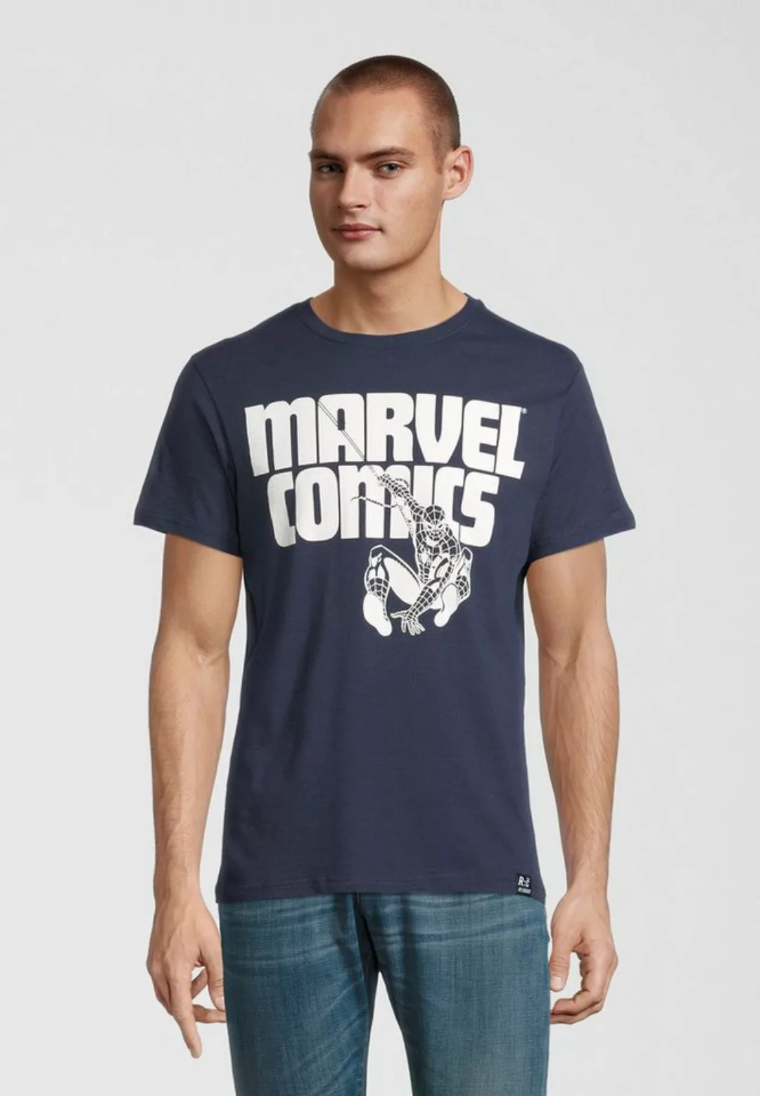 Recovered T-Shirt Marvel Comics Spidey Navy GOTS zertifizierte Bio-Baumwoll günstig online kaufen