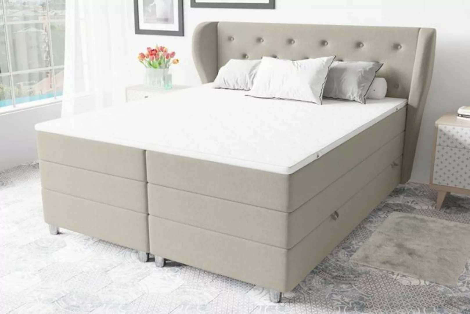 Stylefy Boxspringbett Helios (Schlafzimmerbett, Bett), gepolstert günstig online kaufen