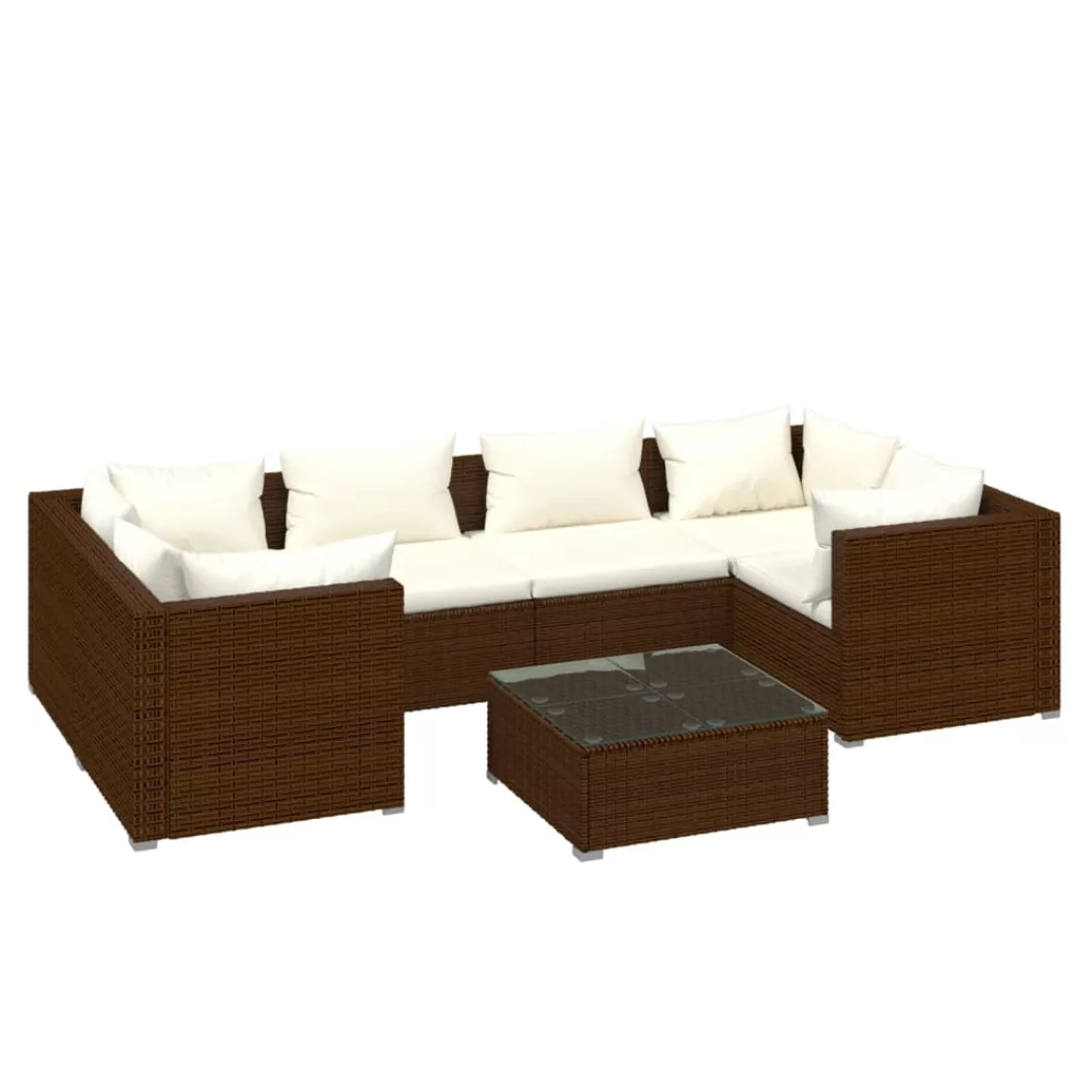 Vidaxl 7-tlg. Garten-lounge-set Mit Kissen Poly Rattan Braun günstig online kaufen