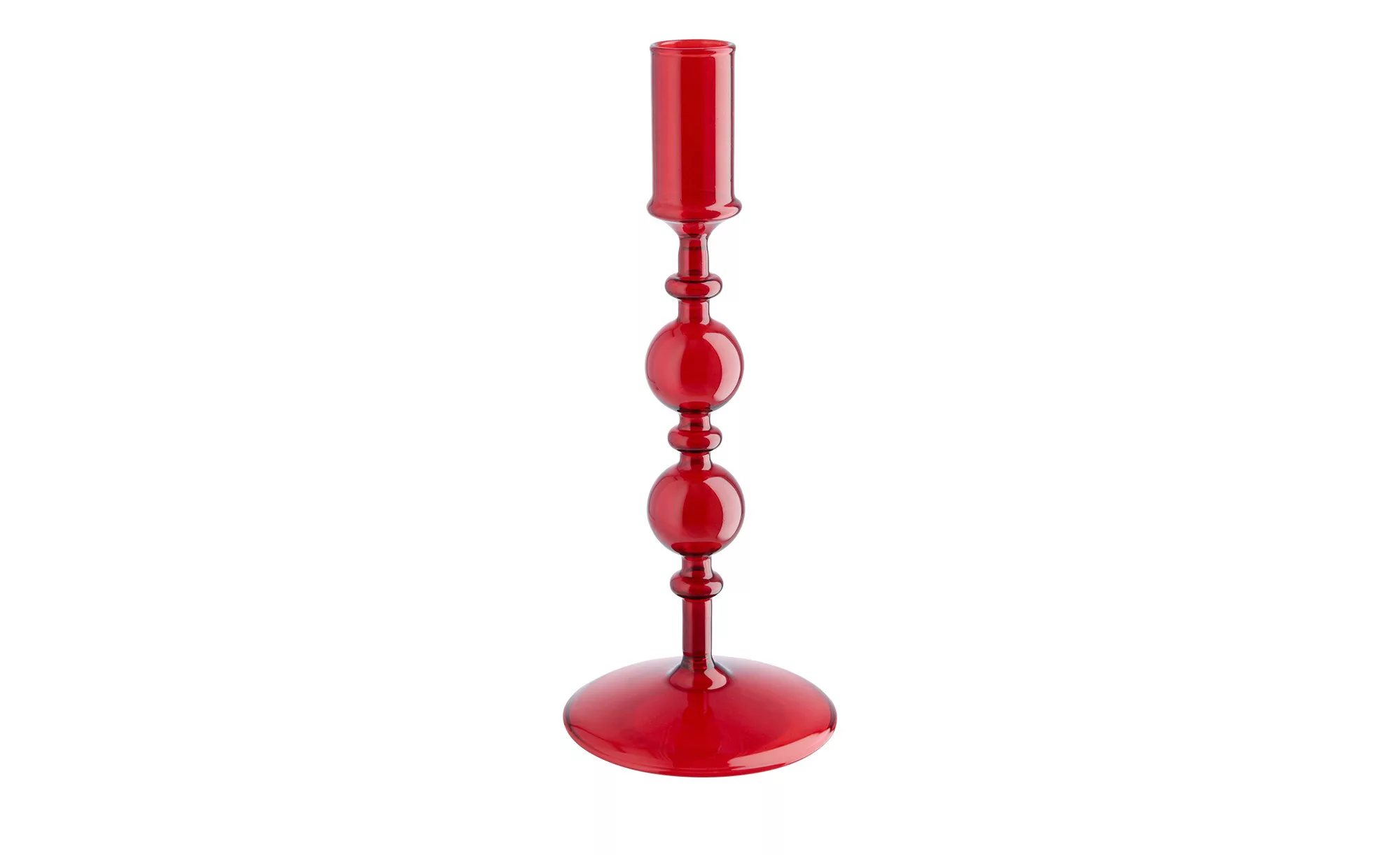 Kerzenhalter   ¦ rot ¦ Glas ¦ Maße (cm): H: 22  Ø: 9 Accessoires > Kerzen & günstig online kaufen