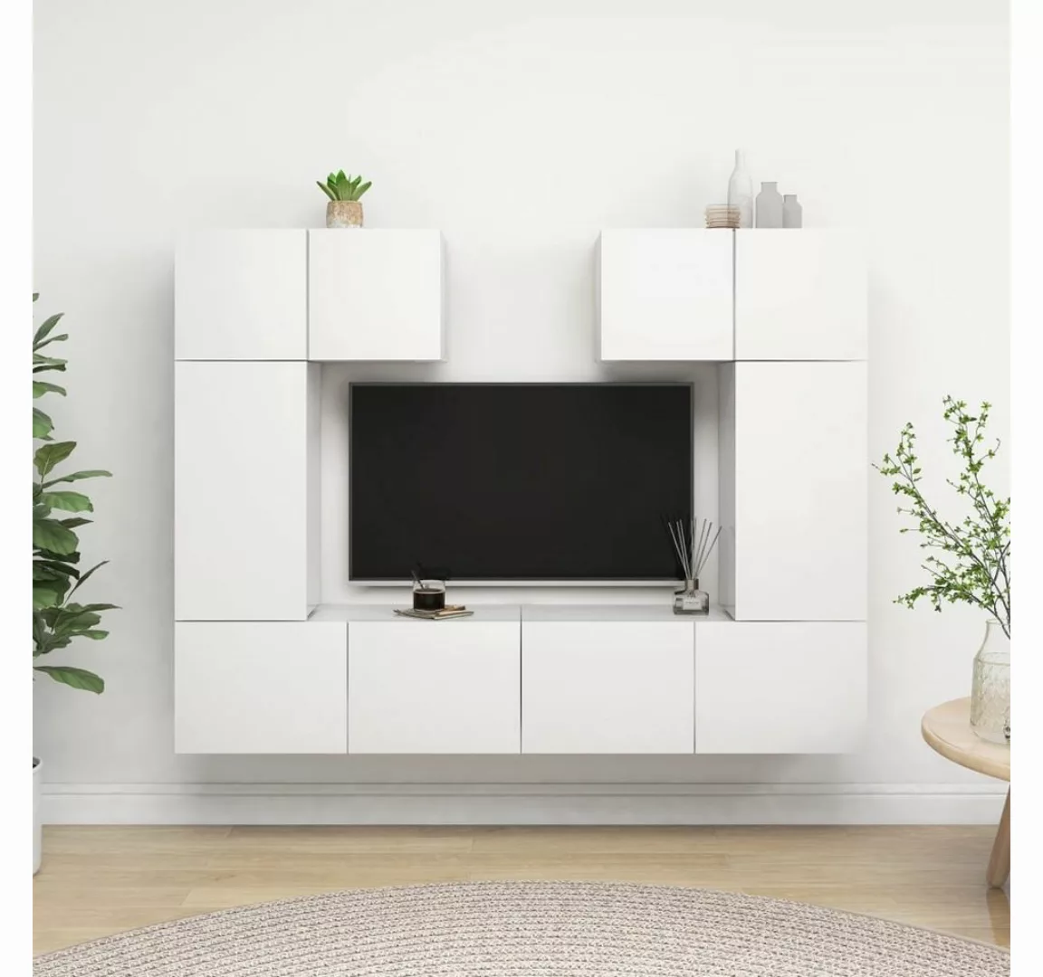 vidaXL Kleiderschrank 6-tlg TV-Schrank-Set Weiß Spanplatte günstig online kaufen