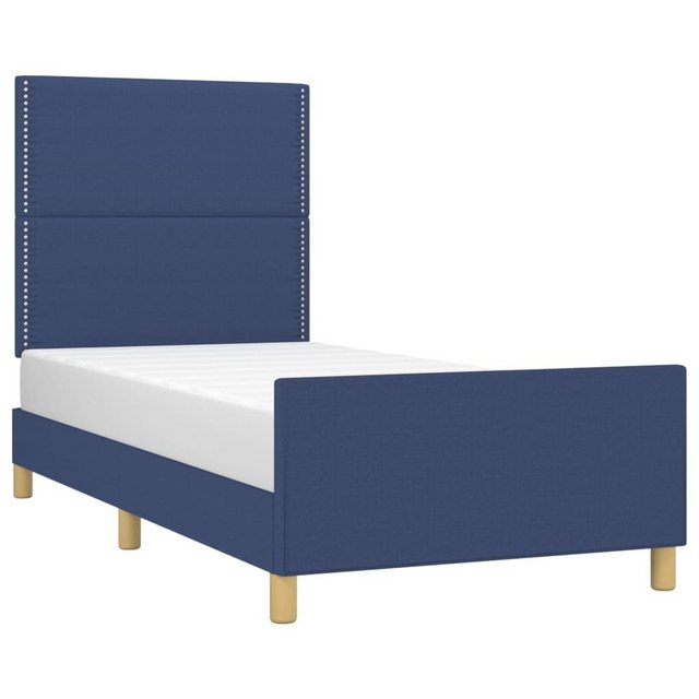 vidaXL Bett Bettgestell mit Kopfteil Blau 90x190 cm Stoff günstig online kaufen