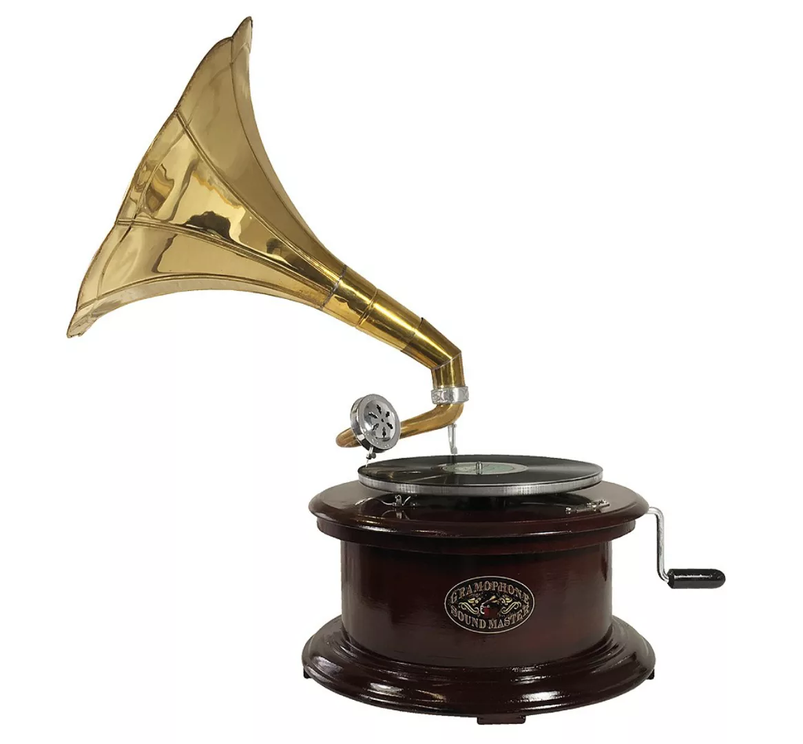 Grammophon Antik-Stil Rund Nostalgie Schellackplatten Trichter Grammofon günstig online kaufen
