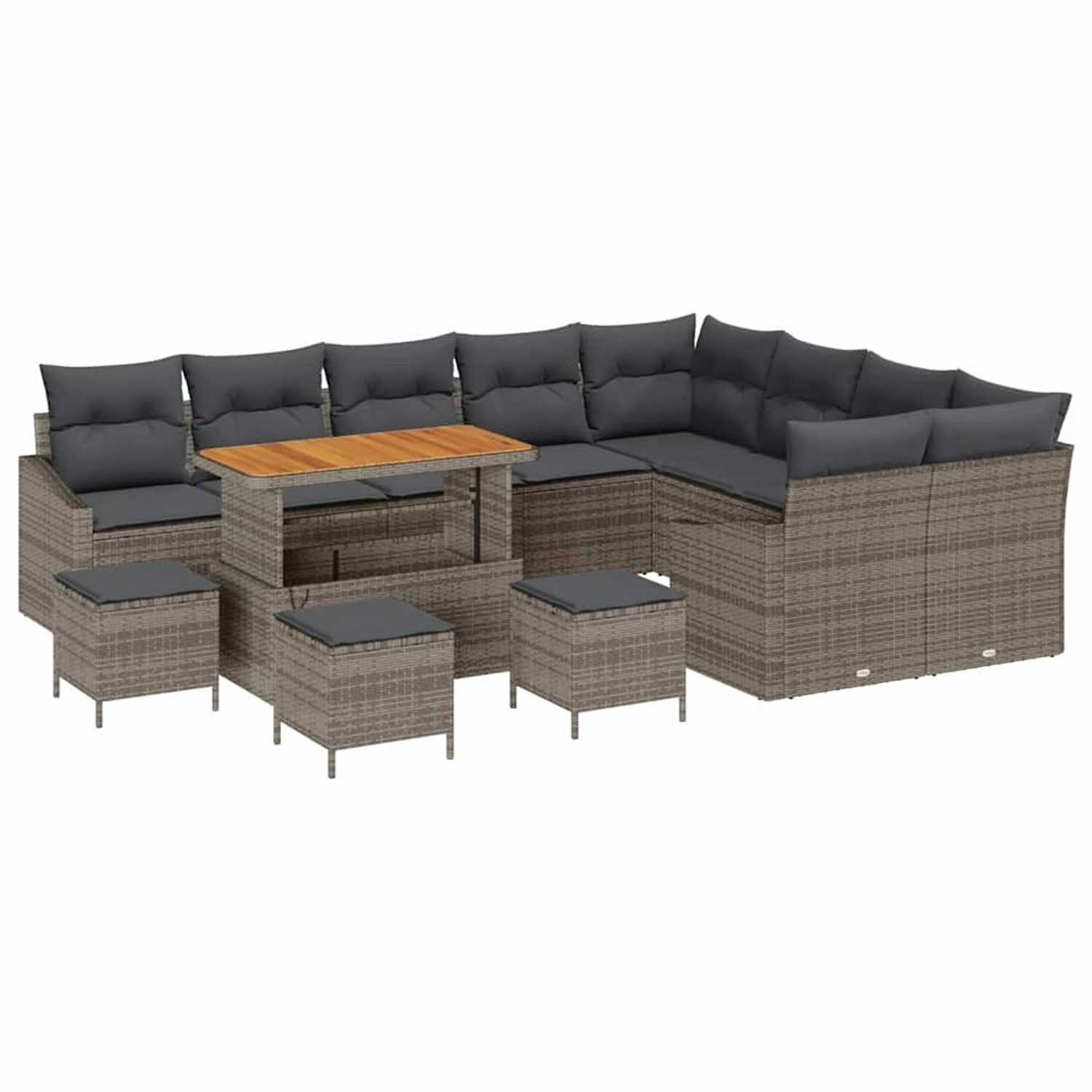 vidaXL Garten-Sofa-Set mit Kissen 13-Tlg Grau Poly Rattan 3362703 günstig online kaufen