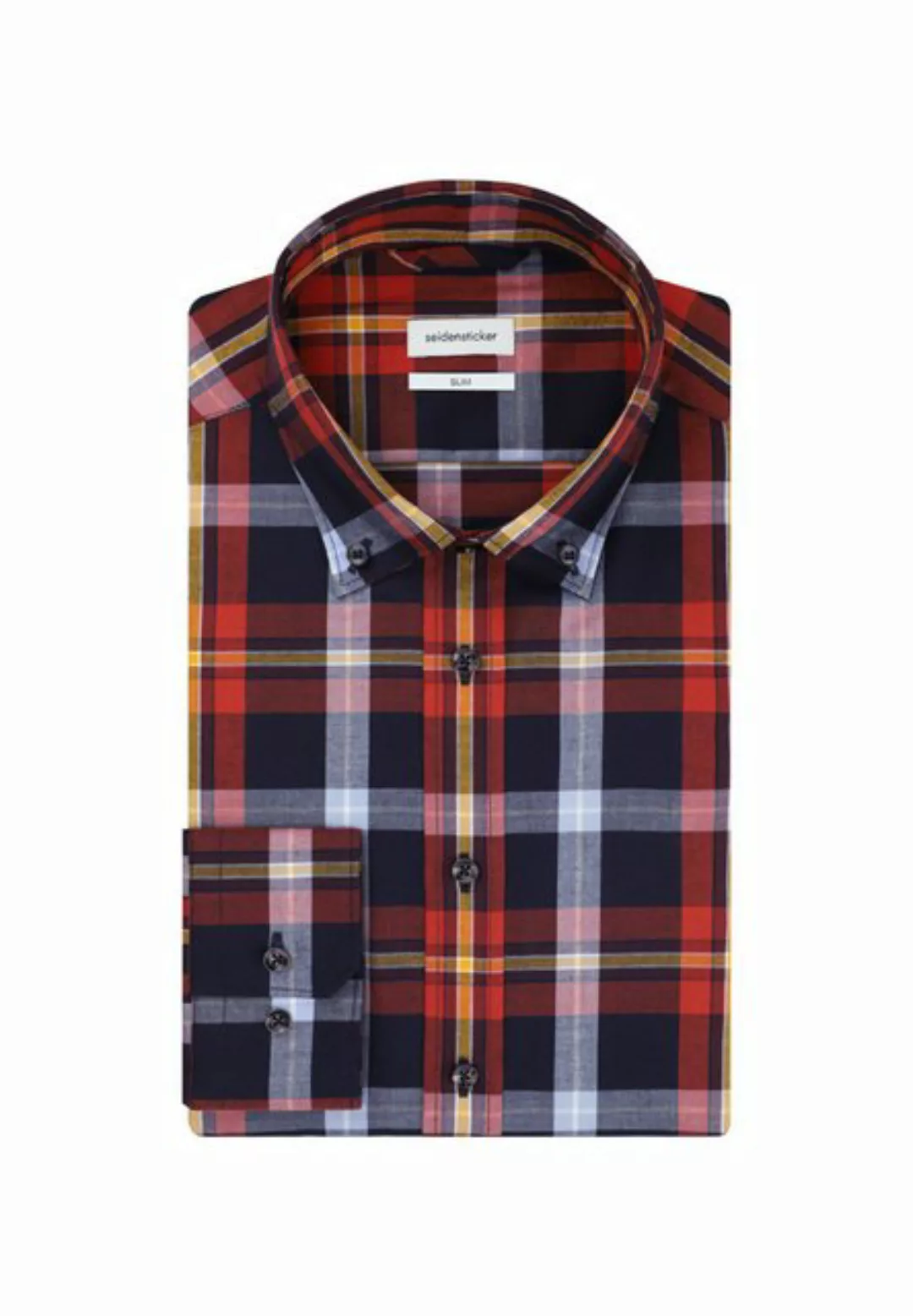 seidensticker Flanellhemd Slim Slim Langarm Button-Down-Kragen Karo günstig online kaufen