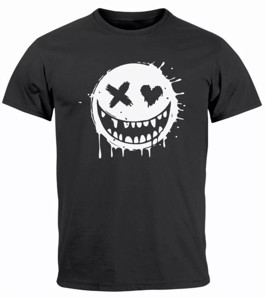 Neverless Print-Shirt Herren T-Shirt Print Aufdruck Motiv Smiling Drip Face günstig online kaufen