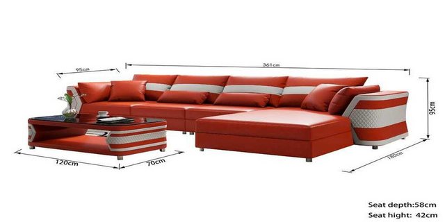 Xlmoebel Ecksofa Luxuriöses, modernes Ecksofa in L-Form aus weißem Leder - günstig online kaufen