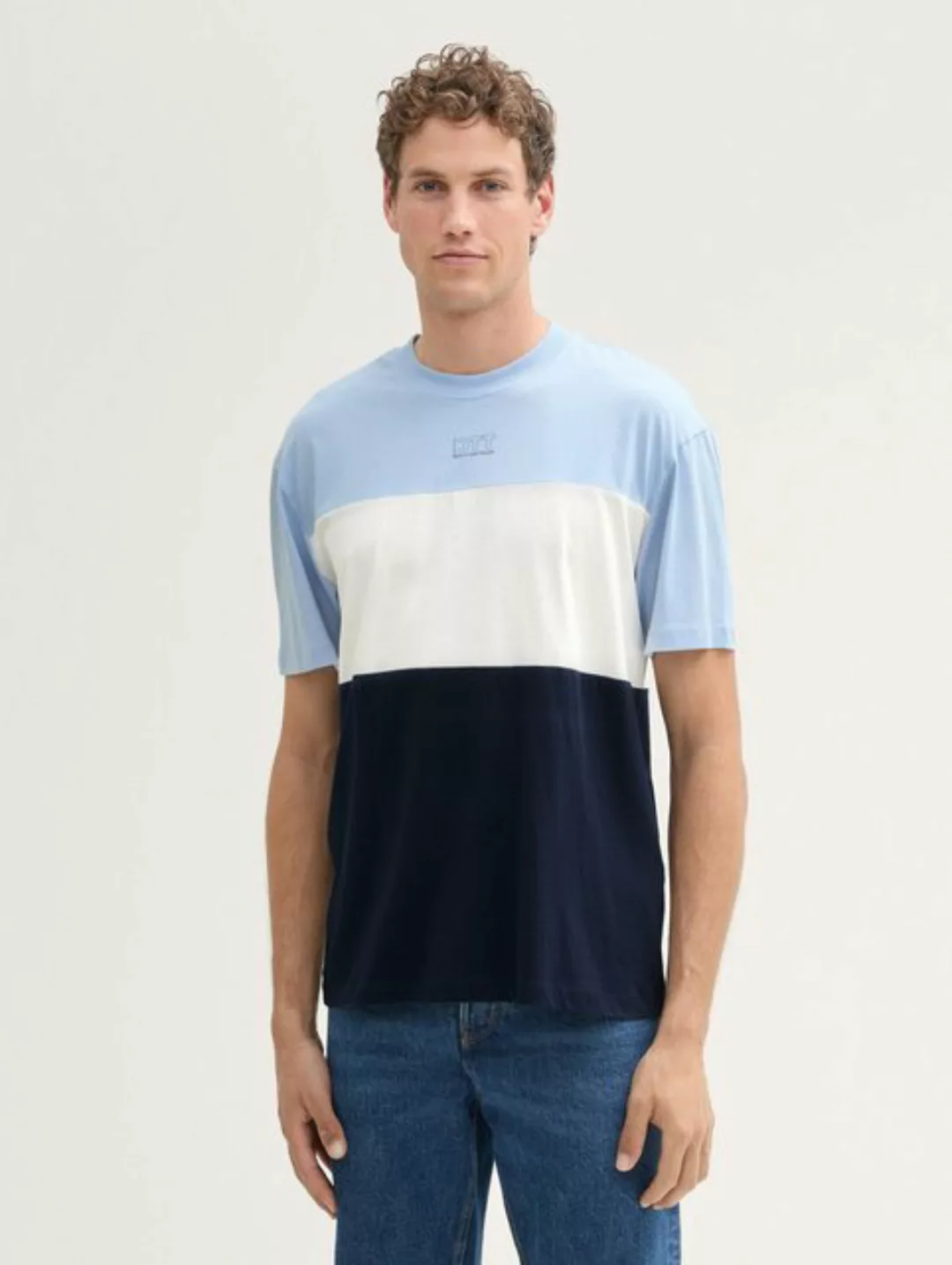 TOM TAILOR Denim T-Shirt Relaxed T-Shirt mit Colour Blocking günstig online kaufen