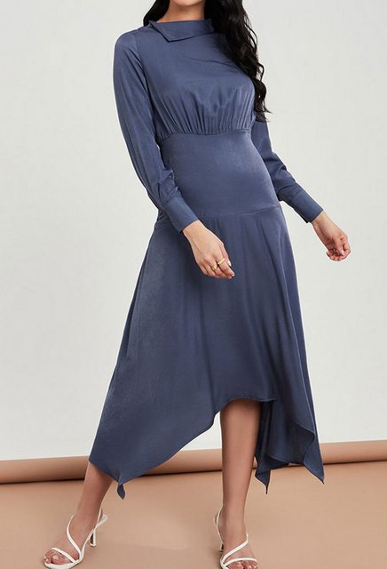 CHENIN Shirtkleid Langärmliges Kleid mit unregelmäßigem Hemdkragen Geeignet günstig online kaufen