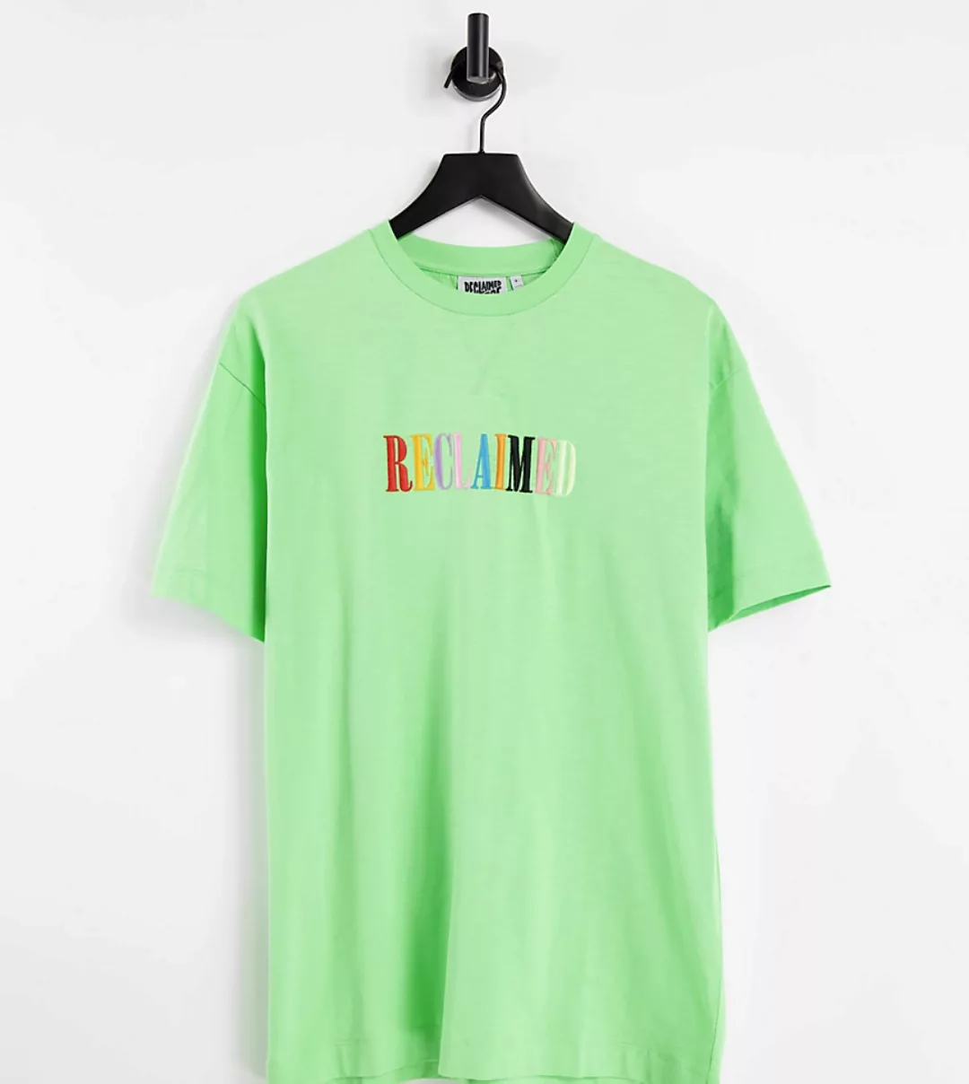 Reclaimed Vintage Inspired – T-Shirt in Grün mit buntfarbigem Logo-Design-O günstig online kaufen