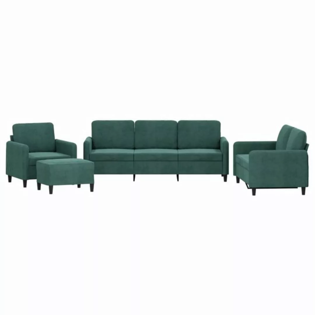 vidaXL Sofa 4-tlg. Sofagarnitur Dunkelgrün Samt günstig online kaufen