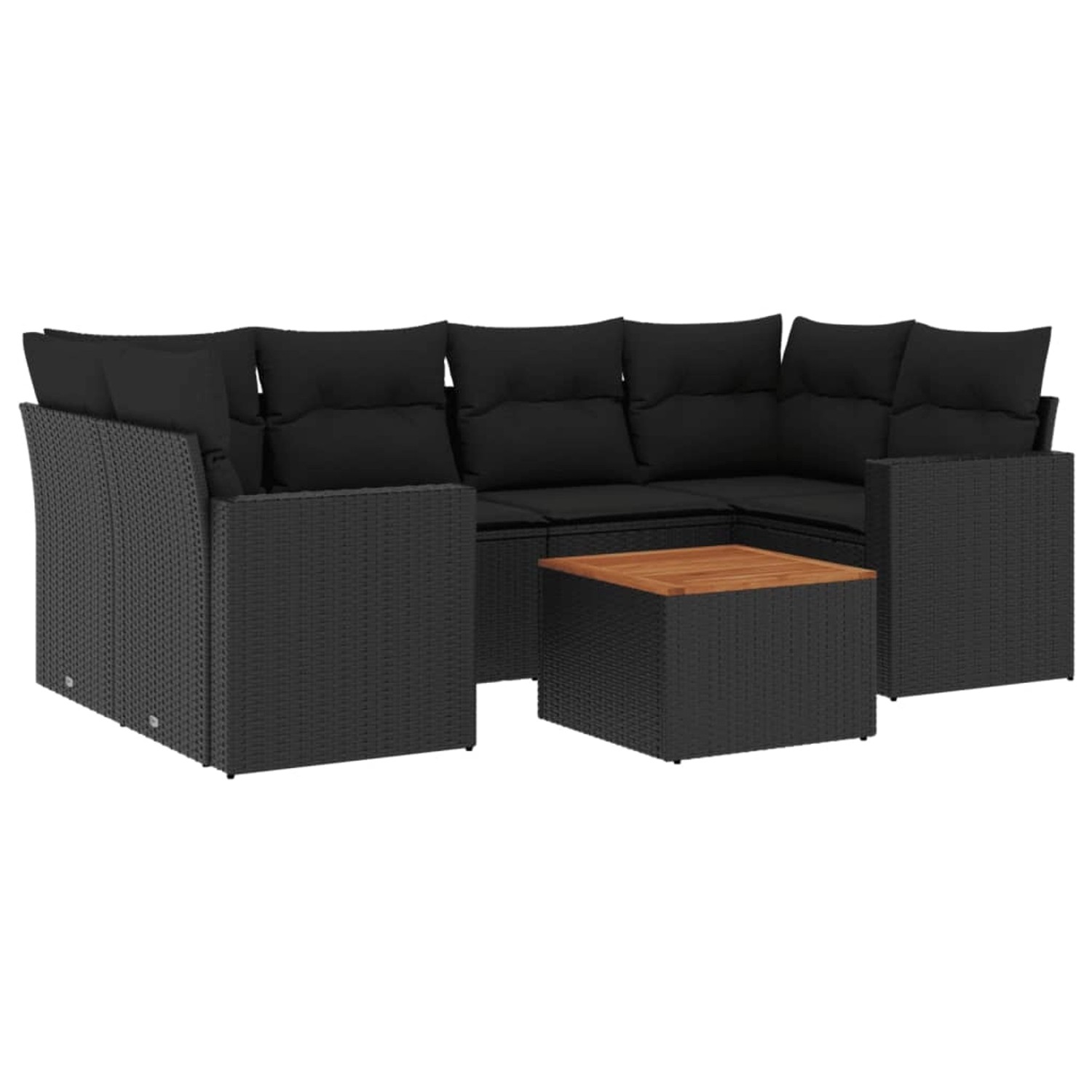 vidaXL 7-tlg Garten-Sofagarnitur mit Kissen Schwarz Poly Rattan Modell 124 günstig online kaufen