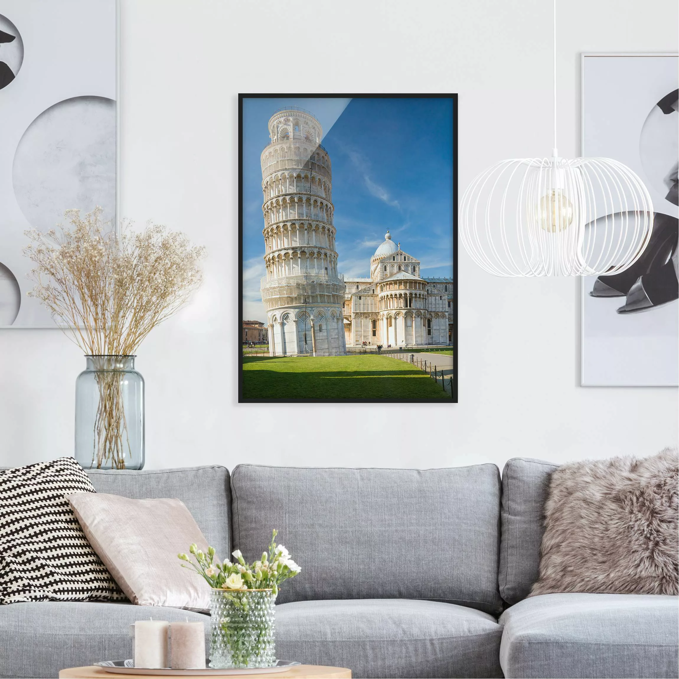 Bild mit Rahmen Architektur & Skyline - Hochformat Der schiefe Turm von Pis günstig online kaufen