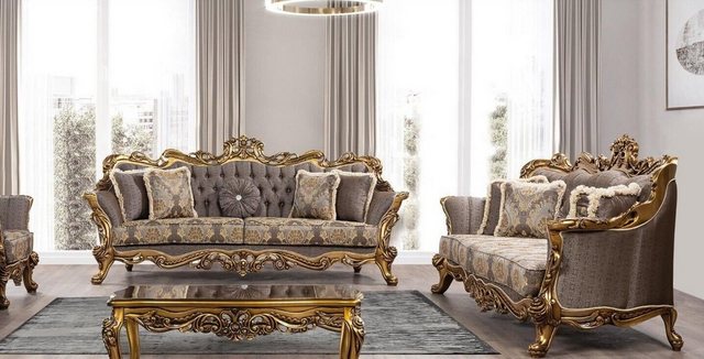 JVmoebel 3-Sitzer Garnitur Sofagarnitur 3+3 Sitzer Sofa Sofas Barock Set Lu günstig online kaufen