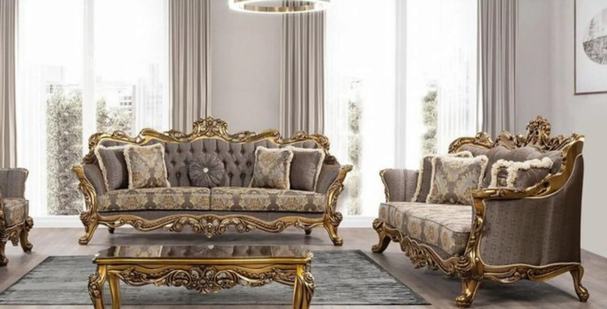 JVmoebel 3-Sitzer Garnitur Sofagarnitur 3+3 Sitzer Sofa Sofas Barock Set Lu günstig online kaufen