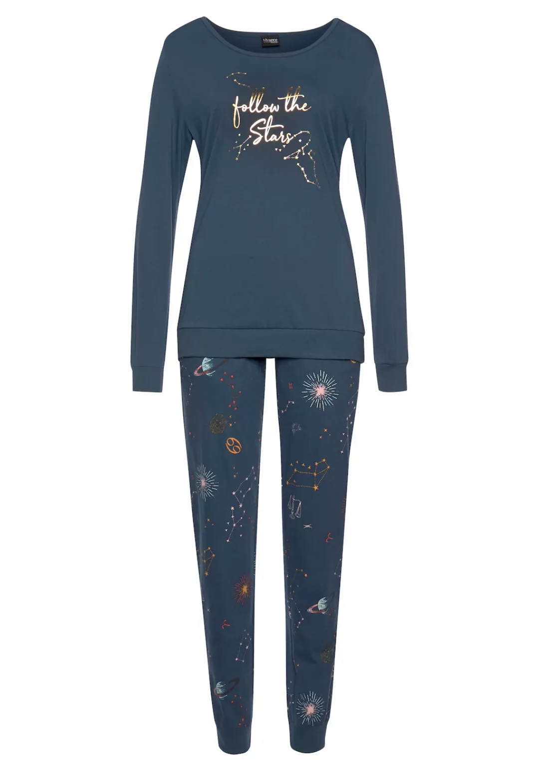 Vivance Dreams Pyjama, (2 tlg.), mit Galaxy-Print günstig online kaufen