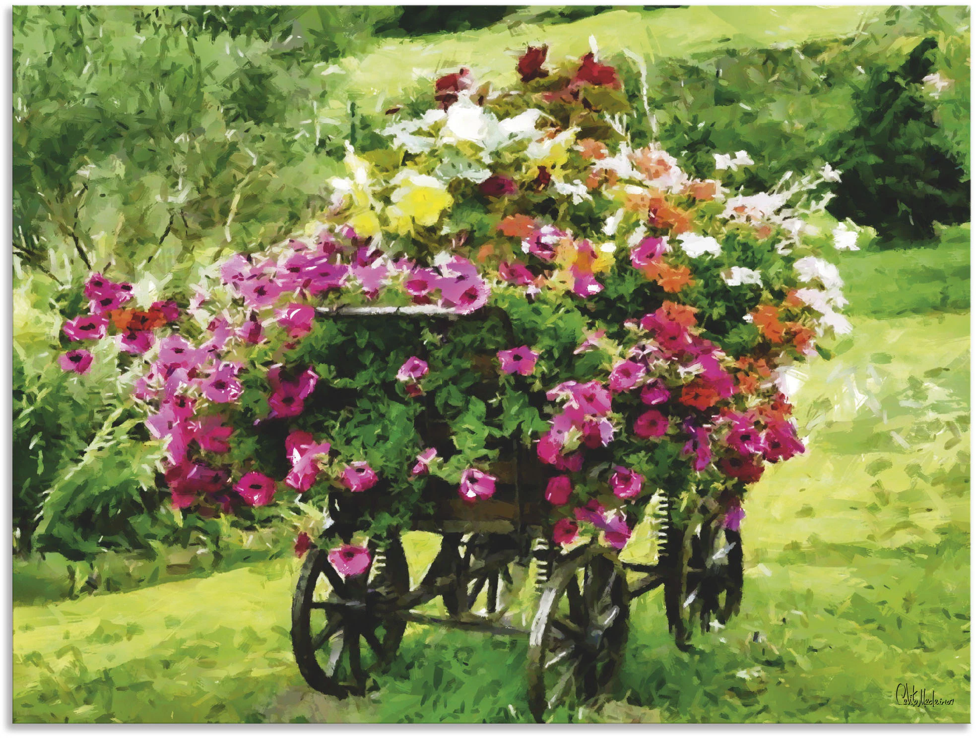 Artland Wandbild »Kutsche mit Blumen«, Blumenbilder, (1 St.), als Alubild, günstig online kaufen