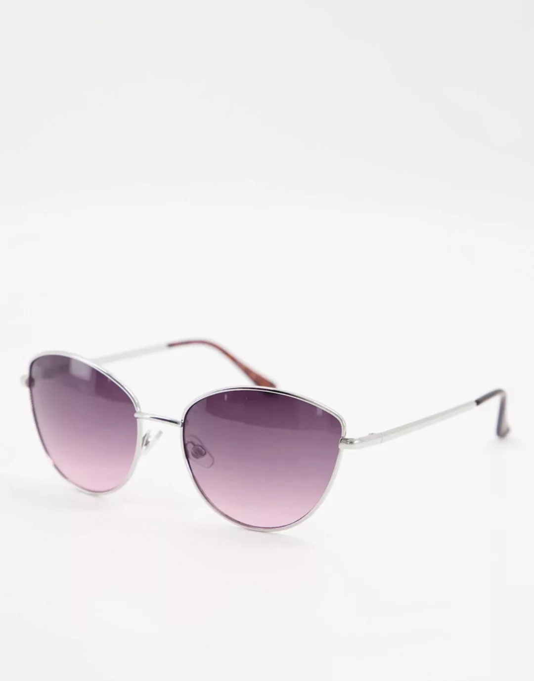 Accessorize – Clarissa – Cat-Eye-Sonnenbrille in Silber mit lila Gläsern günstig online kaufen
