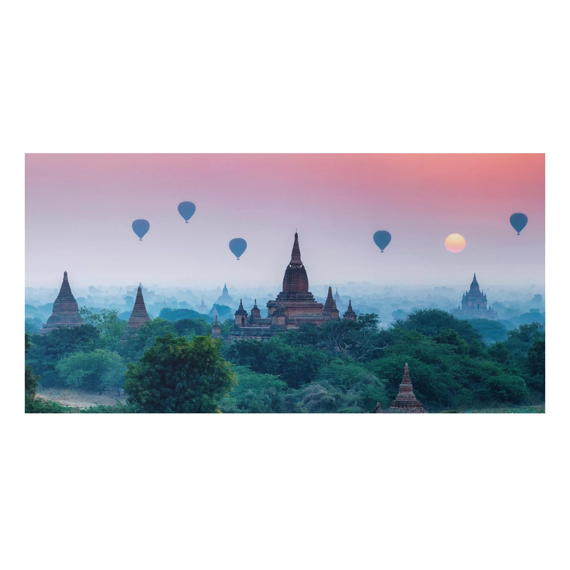 Alu-Dibond Bild Heißluftballons über Tempelanlage günstig online kaufen