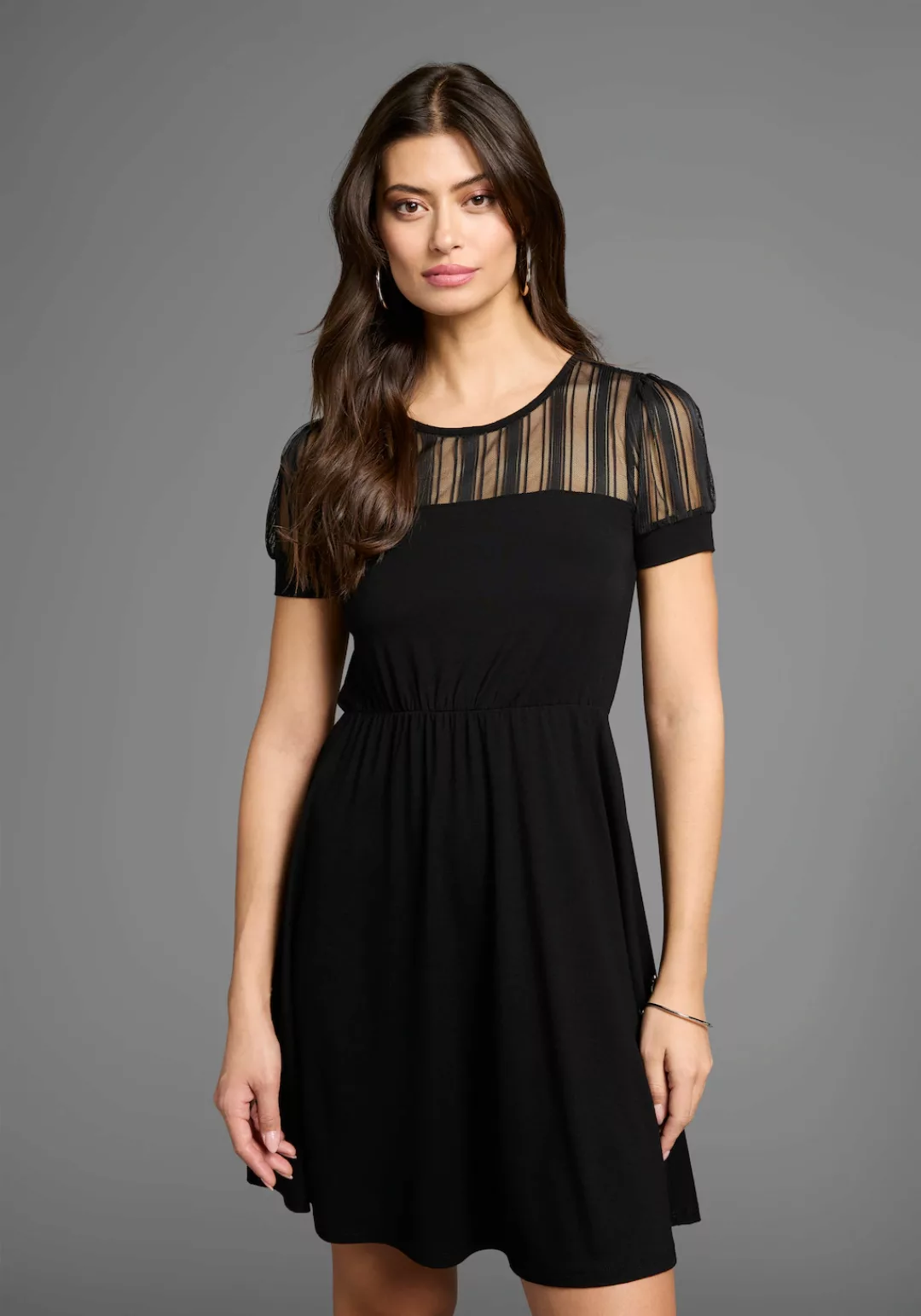 Laura Scott Sommerkleid, mit gestreiften Mesh-Einsatz & elastischem Bund günstig online kaufen