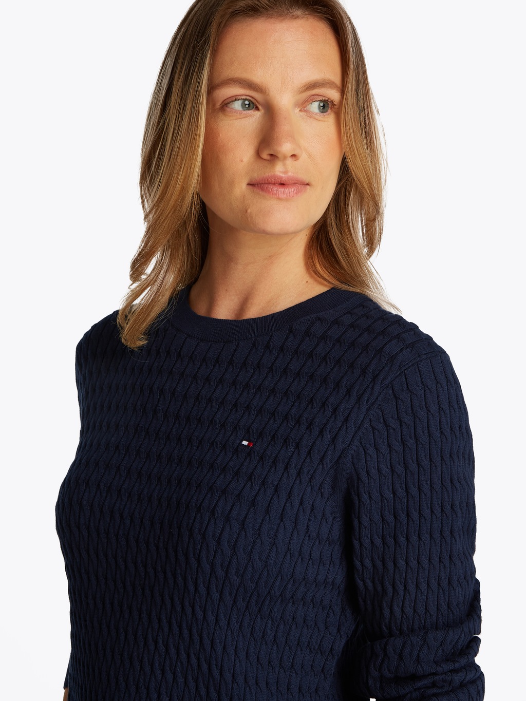 Tommy Hilfiger Rundhalspullover "CO CABLE C-NK LS SWEATER", mit Zopfmuster günstig online kaufen