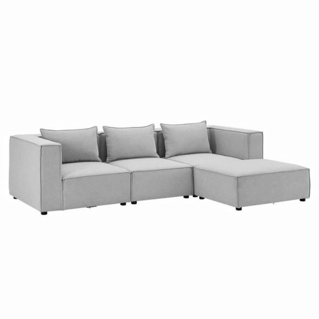 Juskys Ecksofa Domas, 4 Teile, L, modulare Couch für Wohnzimmer, 3 Sitzer m günstig online kaufen