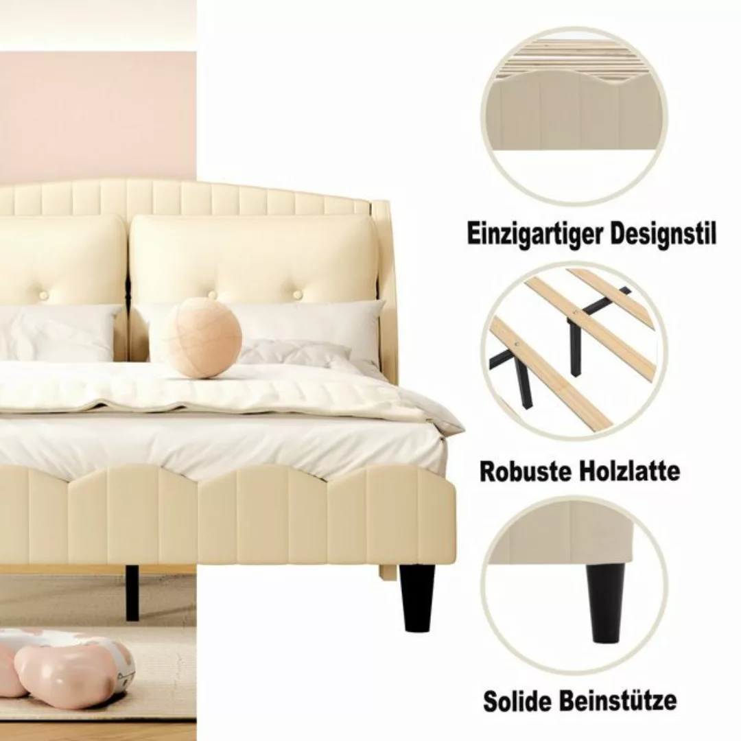 Flieks Polsterbett, Doppelbett Kinderbett mit 2 großen Kissen 140x200cm Kun günstig online kaufen