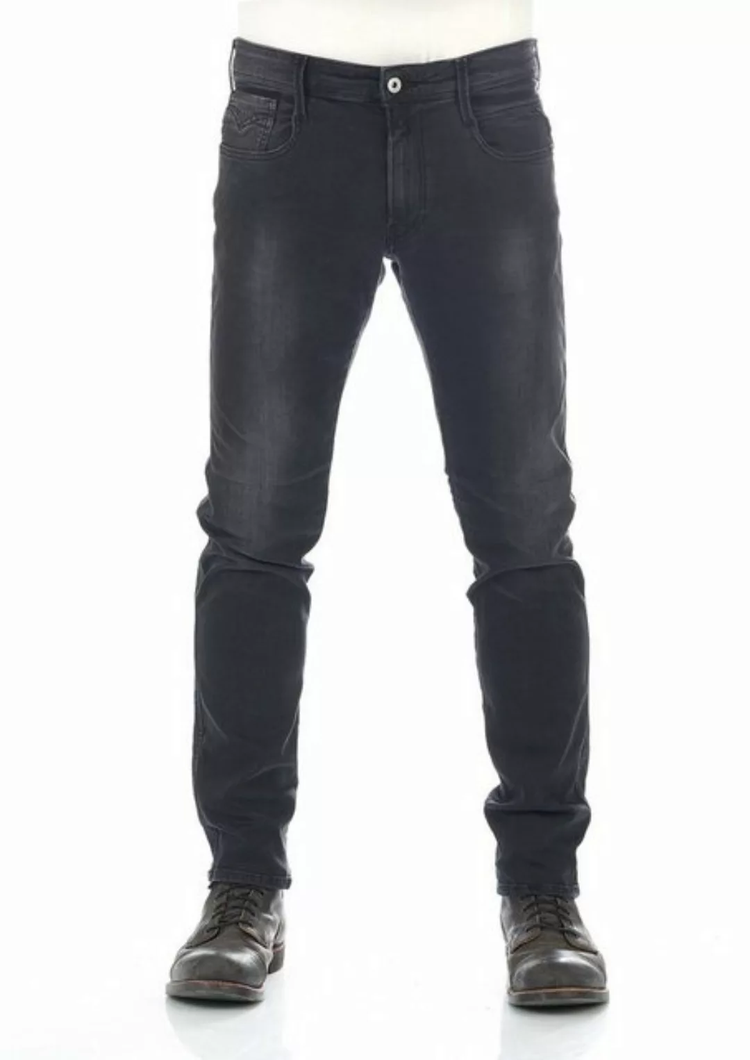 Replay Herren Jeans Anbass - Slim Fit - Grau - Dark Grey Denim günstig online kaufen