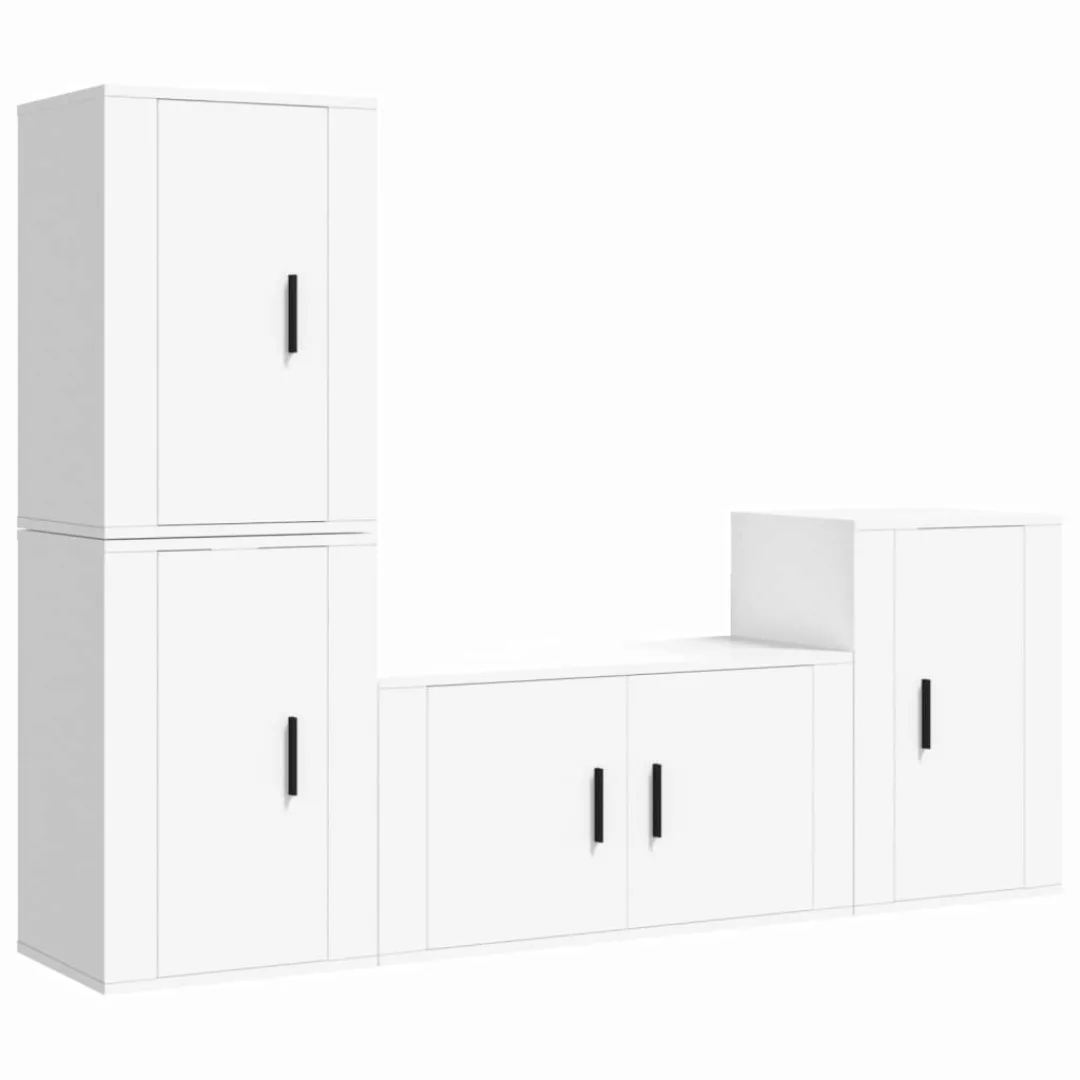 Vidaxl 4-tlg. Tv-schrank-set Weiß Holzwerkstoff günstig online kaufen