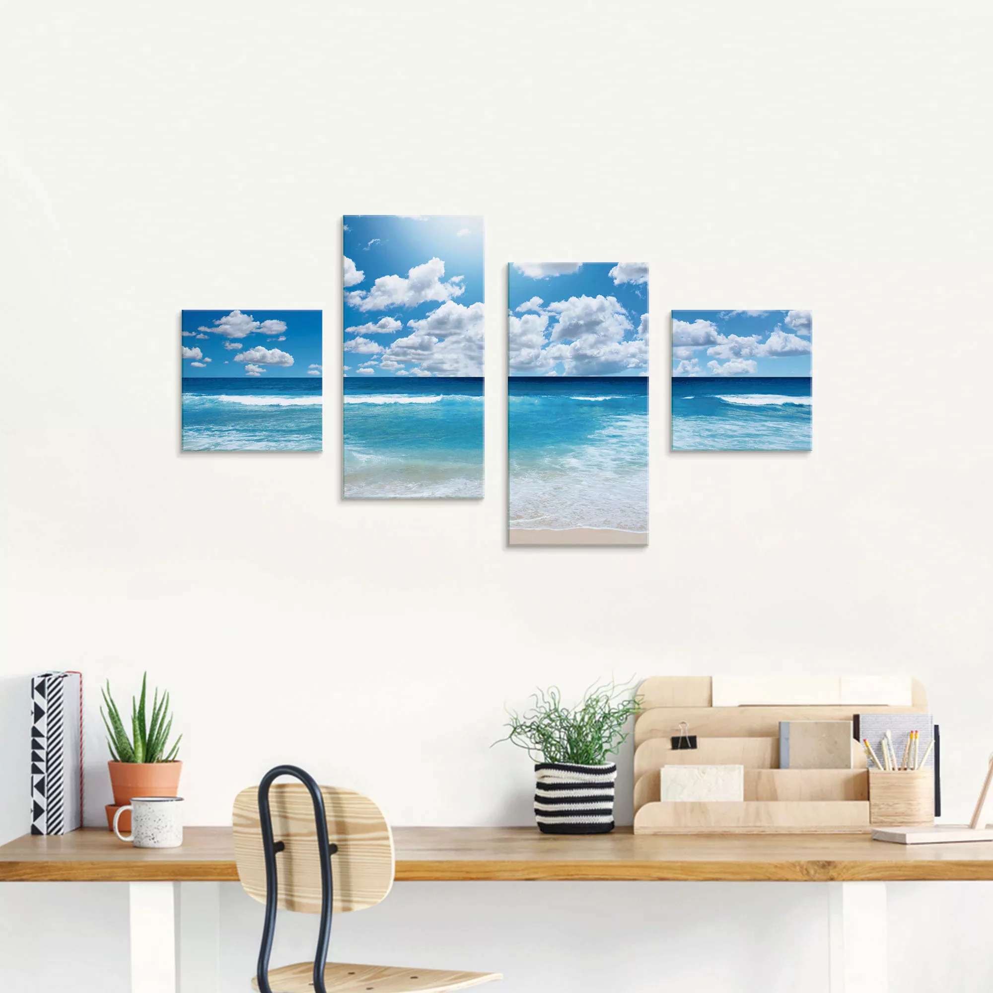 Artland Glasbild »Großartige Strandlandschaft«, Strand, (4 St.), in verschi günstig online kaufen