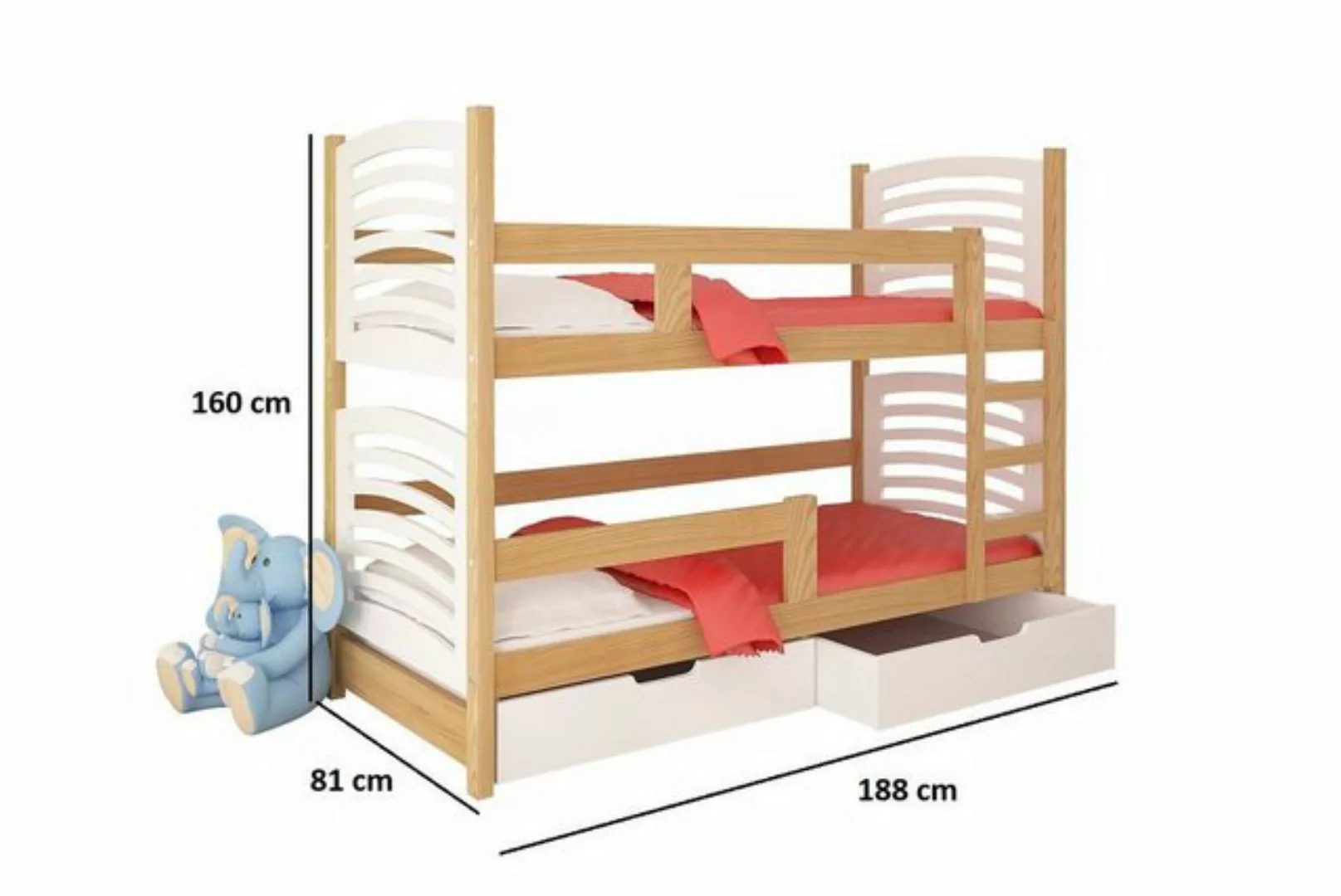 Stylefy Kinderbett Mecky (Kinderbett, Bett), 75x180 cm, mit Bettkasten, Kie günstig online kaufen