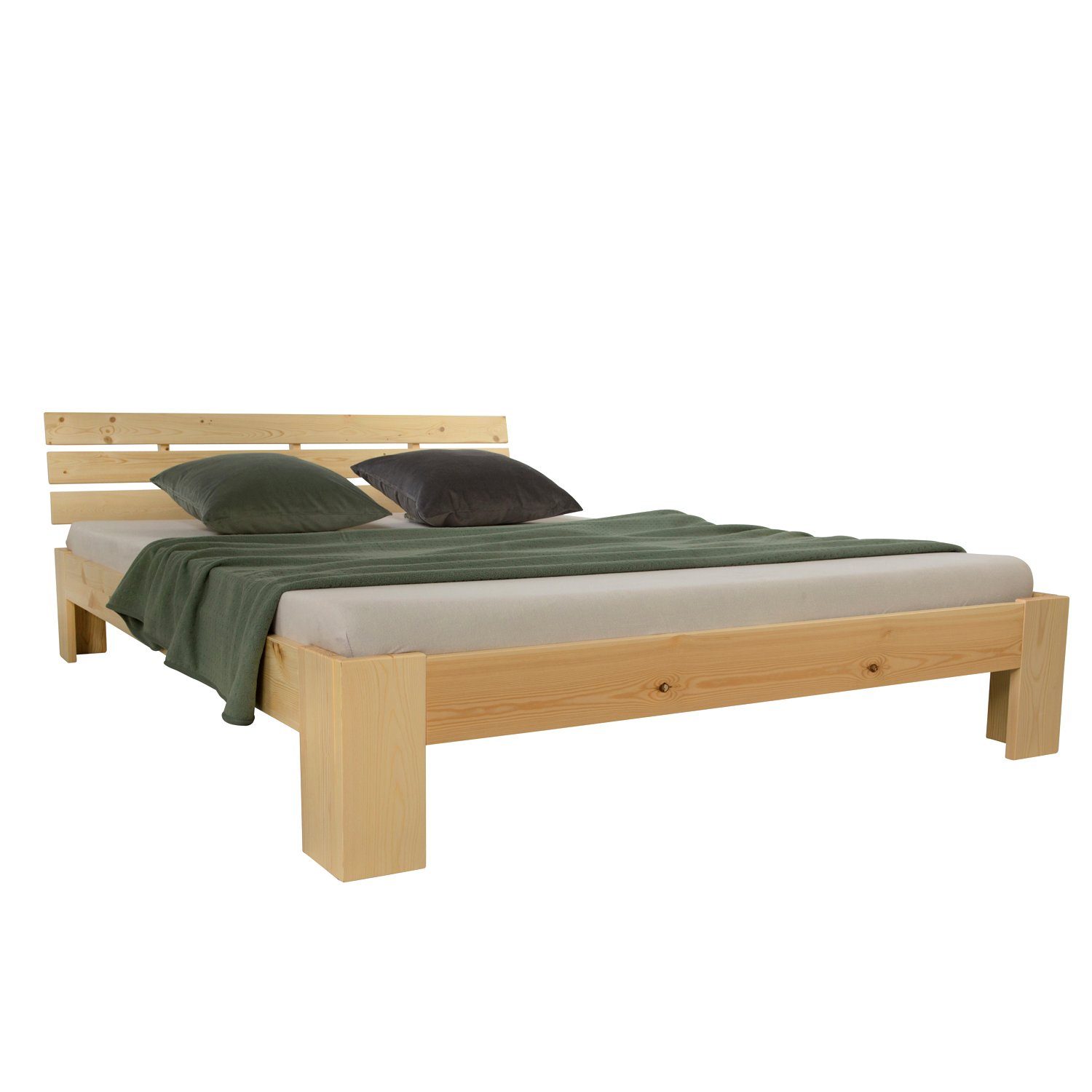 Homestyle4u Holzbett 140 x 200 cm mit Lattenrost und Matratze in Braun 2264 günstig online kaufen
