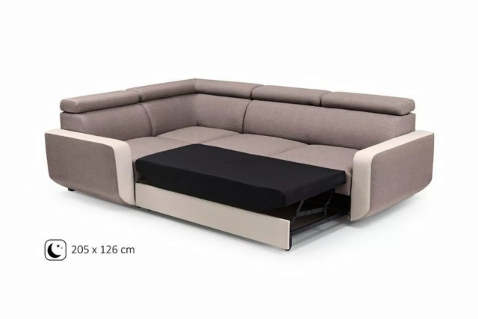 Beautysofa Ecksofa Ecksofa MILO mit Schlaffunktion und Bettkasten Polsterso günstig online kaufen