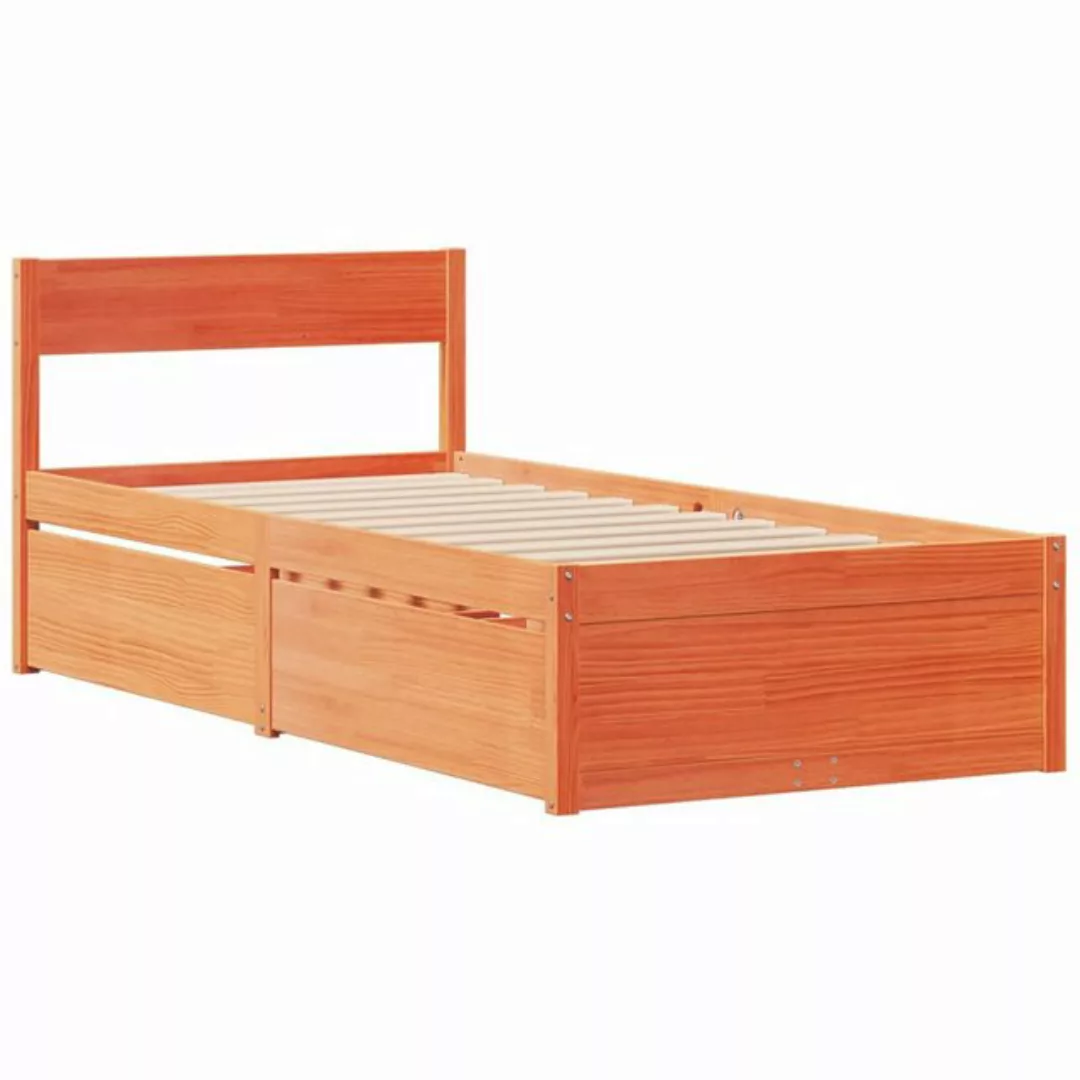 vidaXL Bett, Massivholzbett ohne Matratze Wachsbraun 75x190 cm Kiefernholz günstig online kaufen