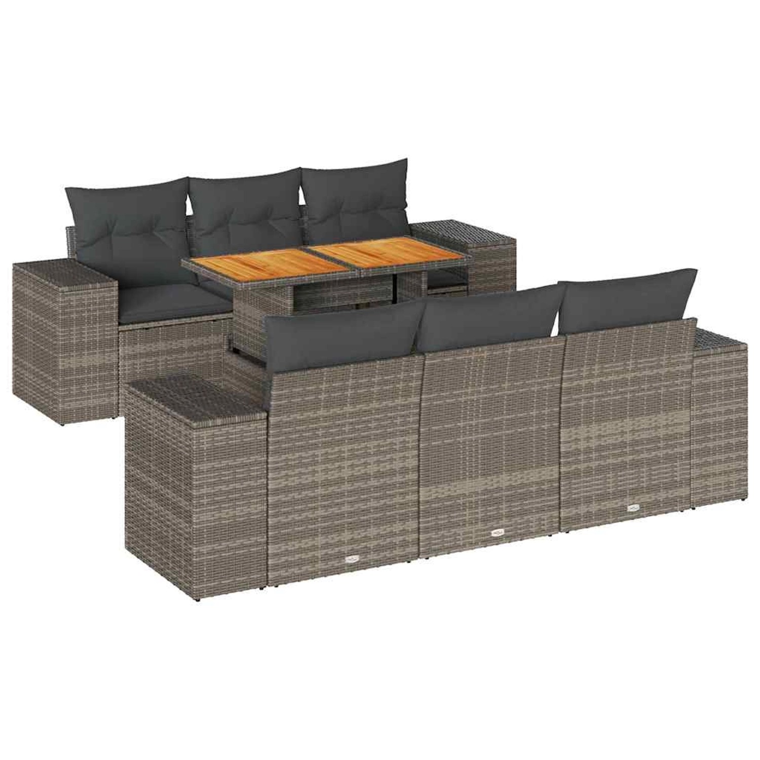 vidaXL 7-Tlg Garten-Sofagarnitur mit Kissen Grau Poly Rattan 3327336 günstig online kaufen
