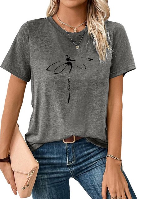 PYL Rundhalsshirt Damen Sommer Casual Basic Rundhalsshirt mit Kurzarm Locke günstig online kaufen