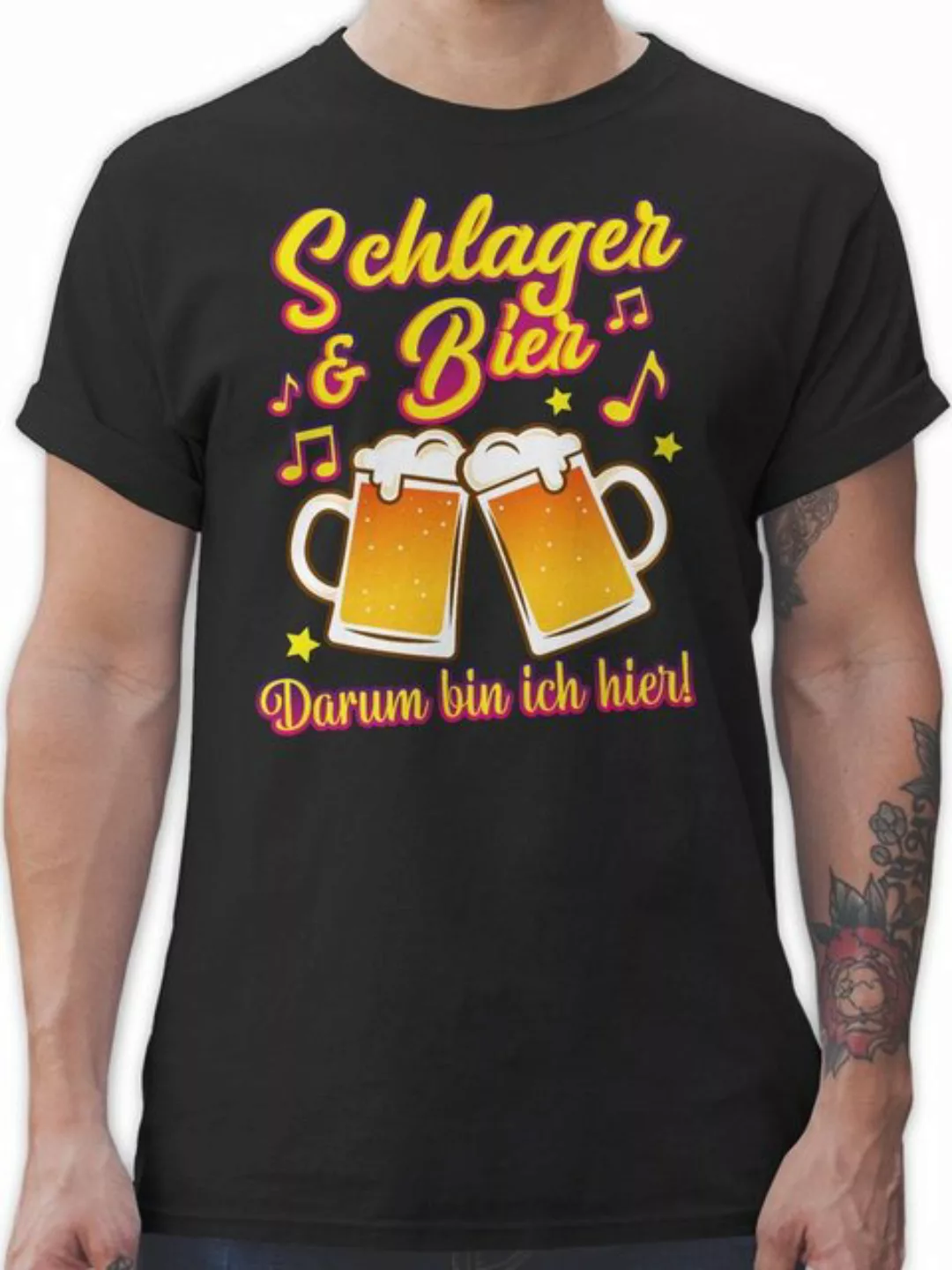 Shirtracer T-Shirt Schlager & Bier darum bin ich hier! Schlager Party Outfi günstig online kaufen