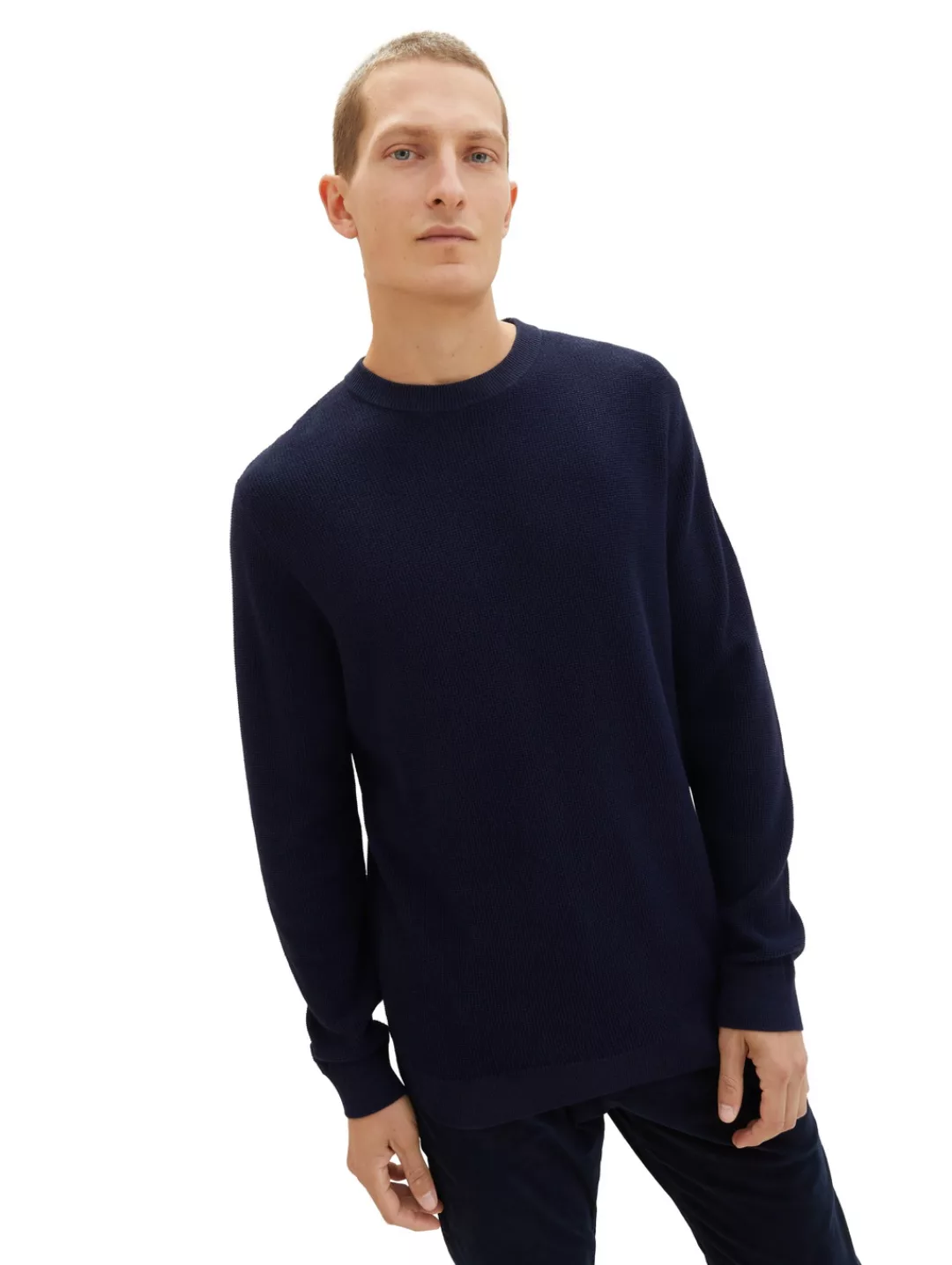 Tom Tailor Rundhalspullover Structured Knit dunkelblau günstig online kaufen