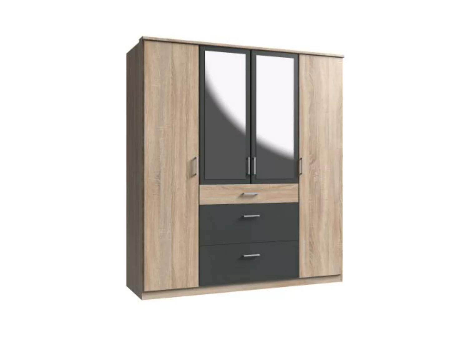 Kleiderschrank 4trg mit 2 Spiegel CLICK von WIMEX braun günstig online kaufen